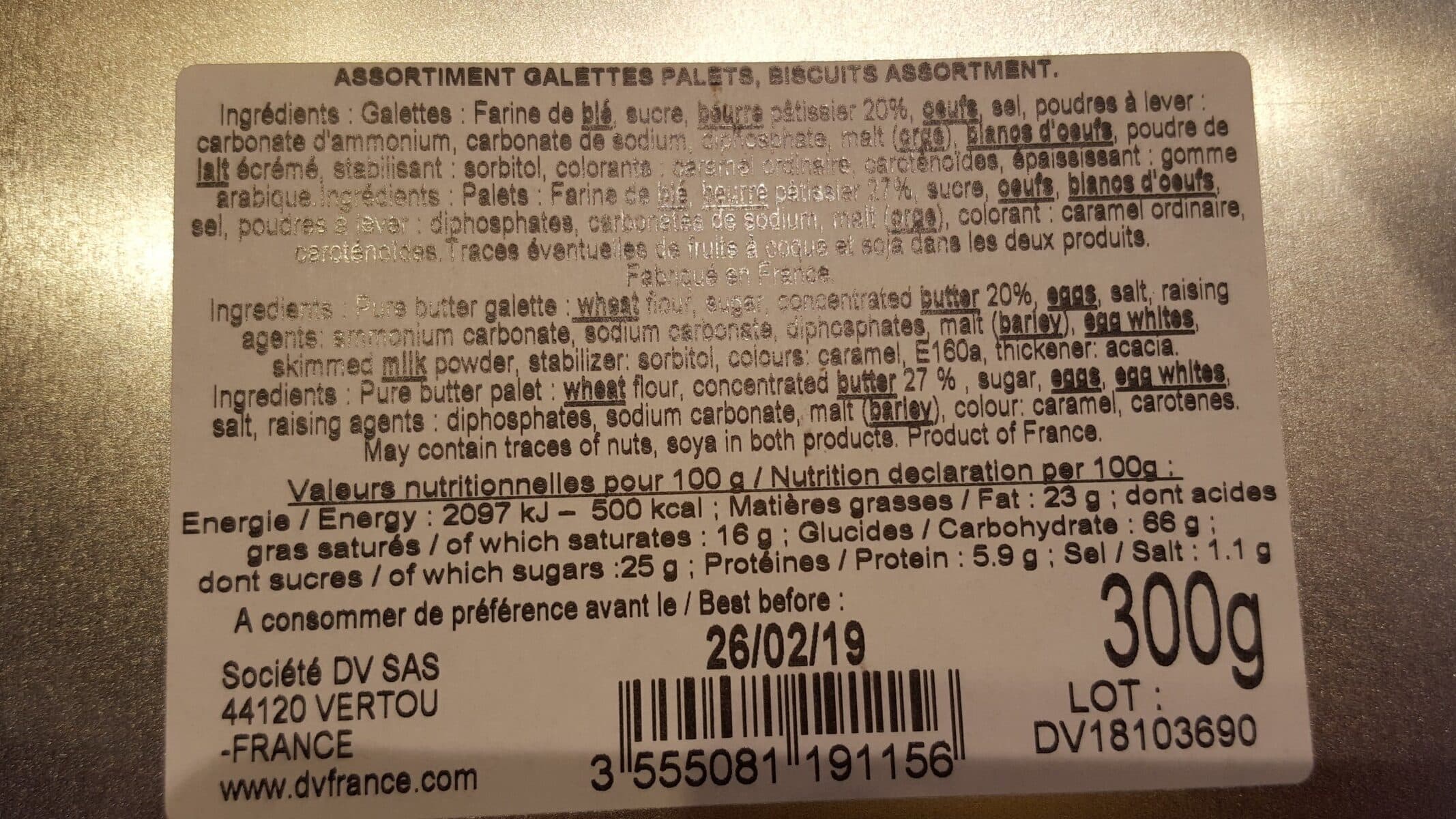 DV FRANCE Assortiment galettes palets packshot