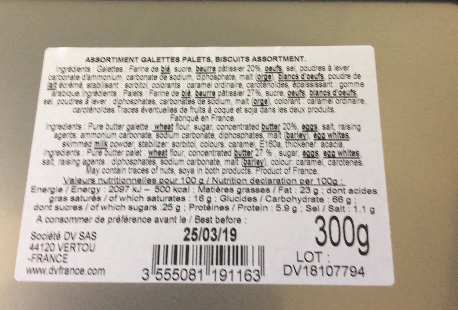 DV SAS Assortiment galettes palets packshot