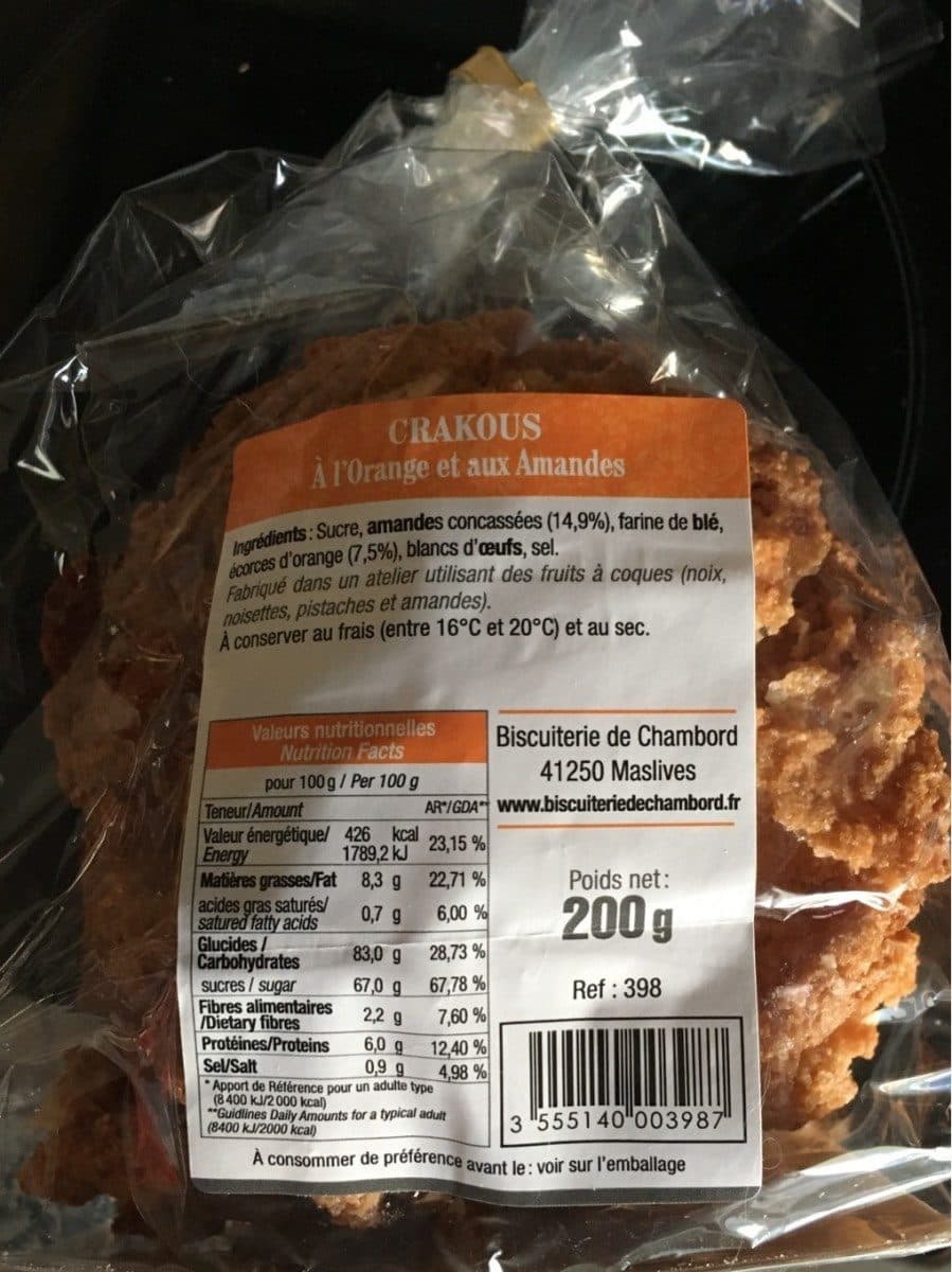 Biscuiterie de Chambord Crakous orange amandes packshot