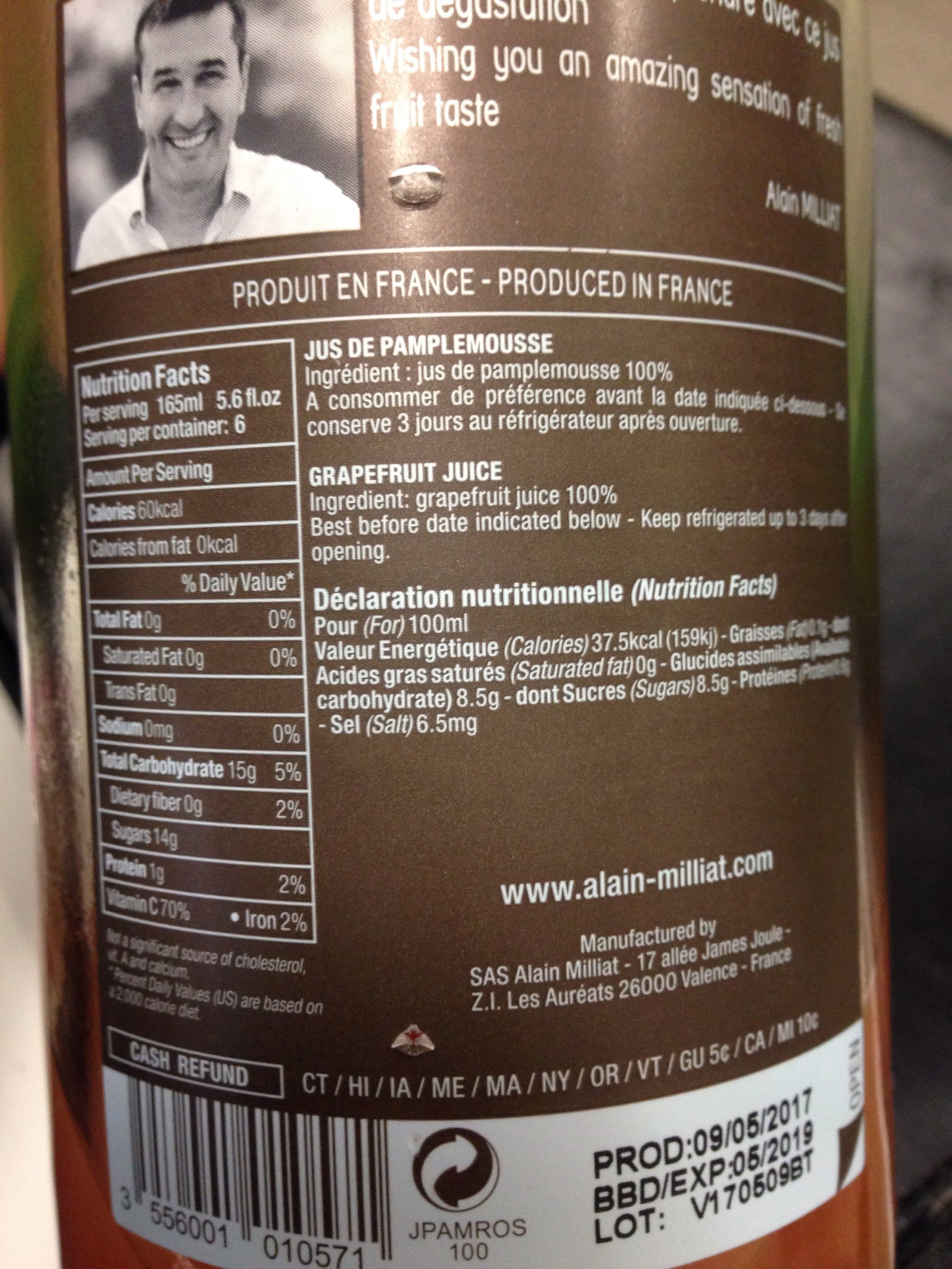 Alain Milliat Jus Pamplemousse Rose packshot