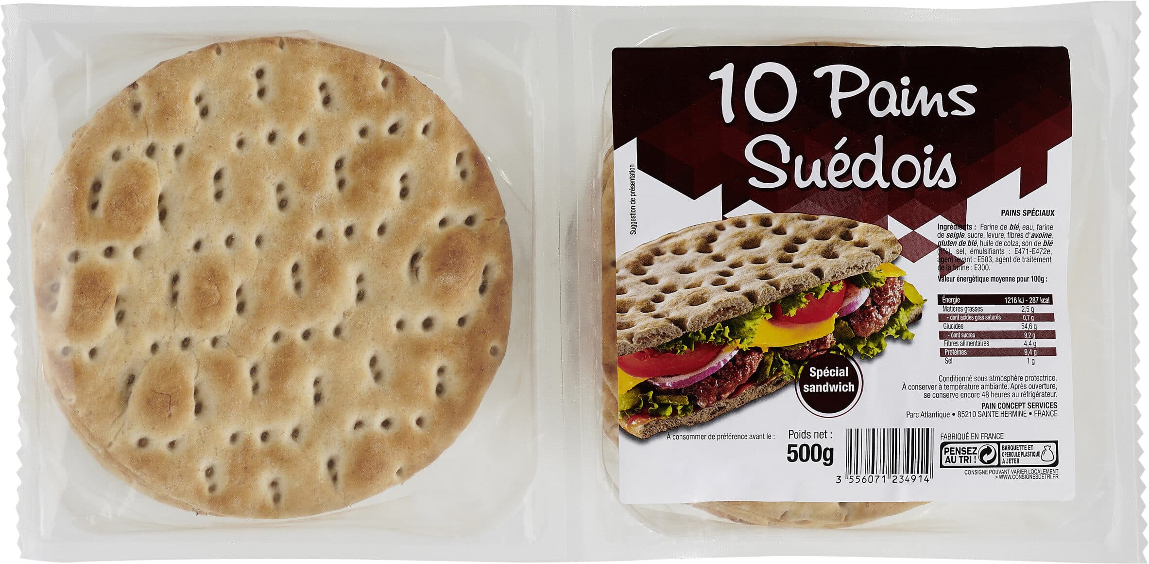 Pain Concept Service 10 pains plats suedois packshot