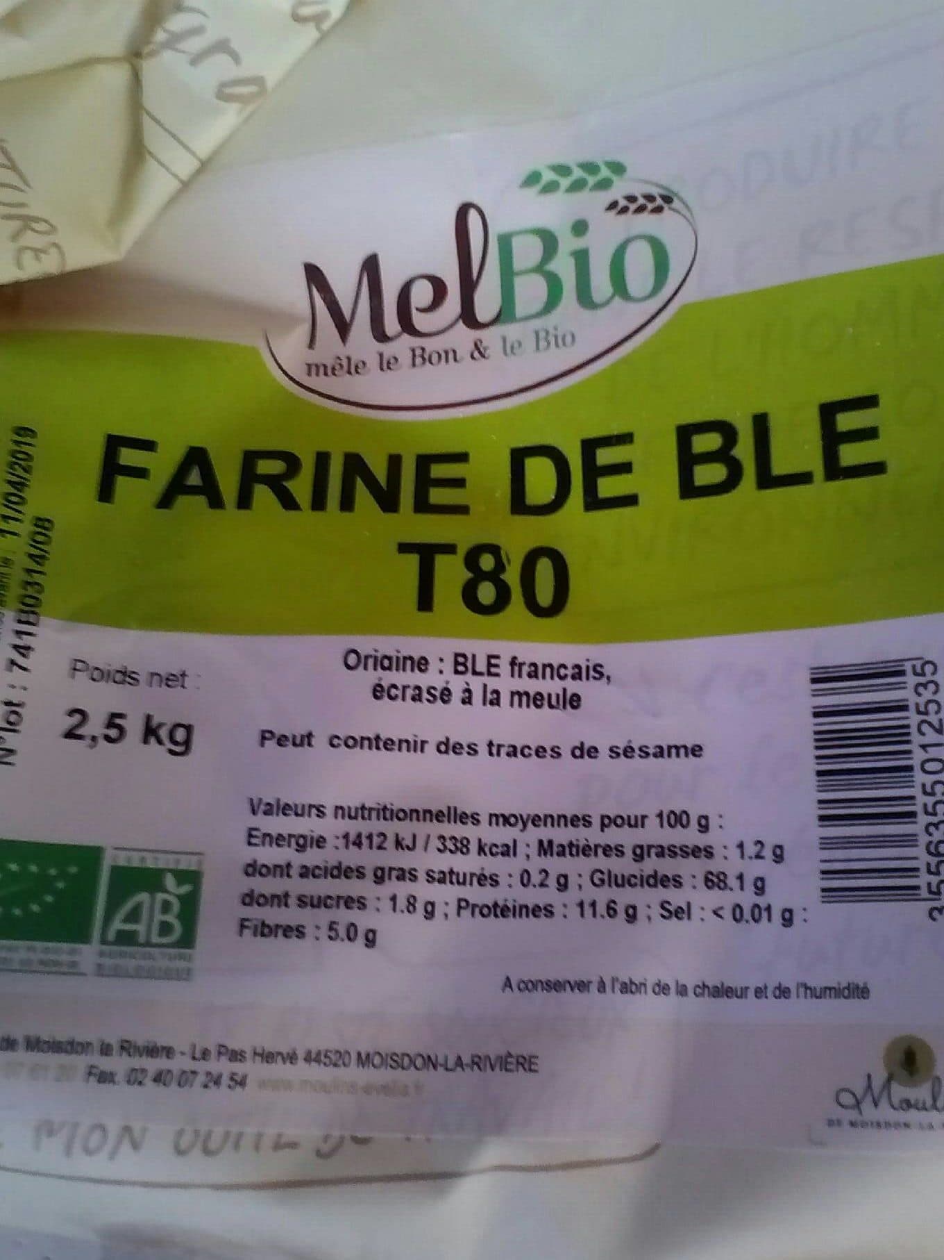 Melbio Farine de blé t 80 packshot