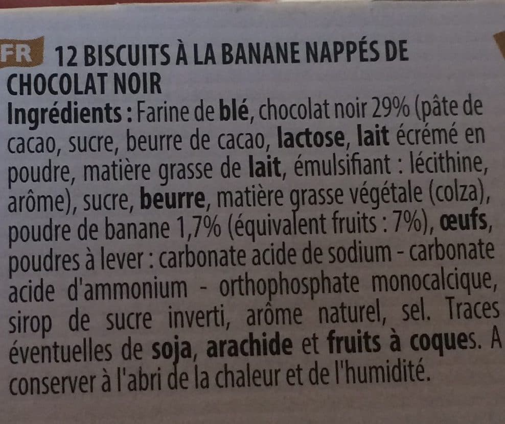 Filet Bleu Filet Bleu Délice banane nappé de fin chocolat noir le paquet de 12 130 g packshot