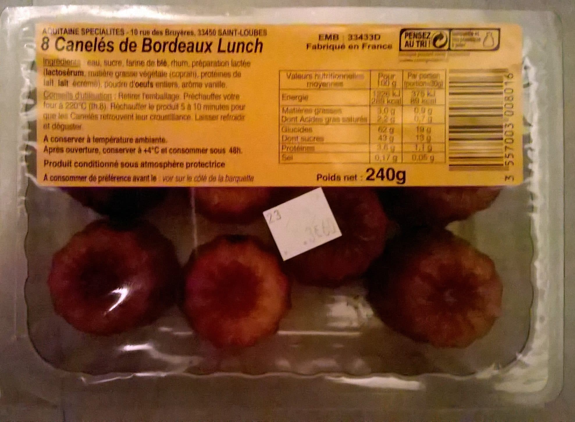 Aquitaine Spécialités 8 Canelés de Bordeaux Lunch packshot