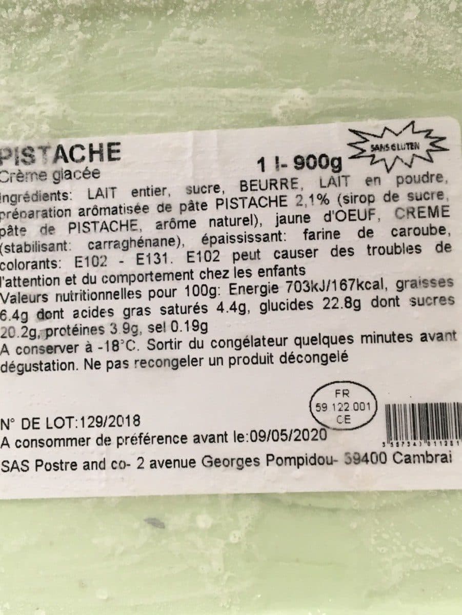 Open Food Facts Crème glacée Pistache packshot