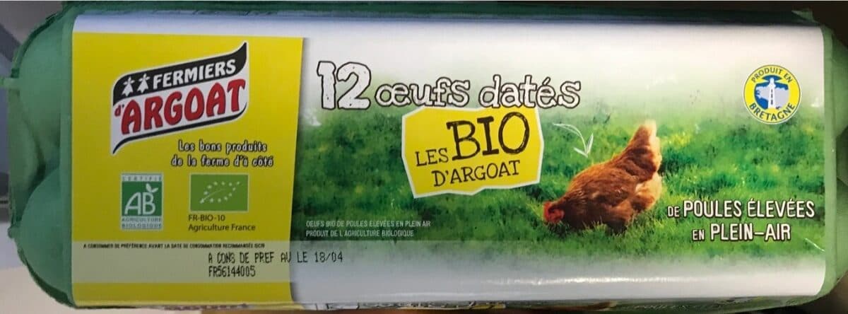 Fermiers Argoat 12 Oeufs datés - Les Bio d'Argoat packshot