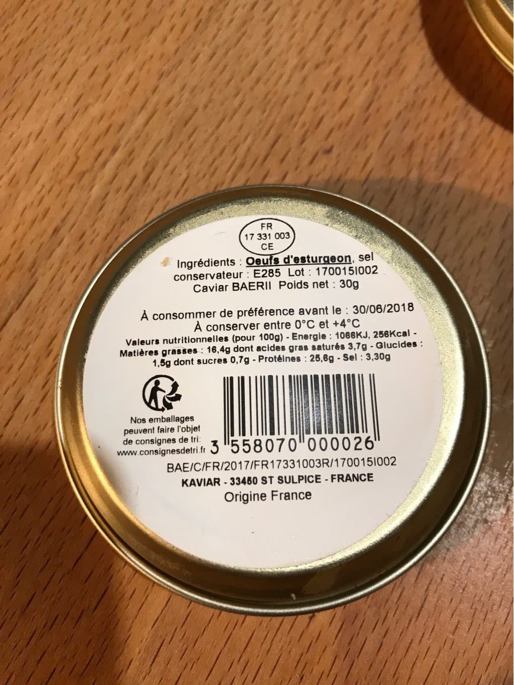 Ikka Caviar Frais D'aquitaine 30 Gr, 1 Boîte packshot