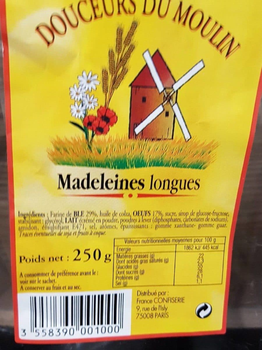 Douceurs du Moulin Madeleines Longues packshot