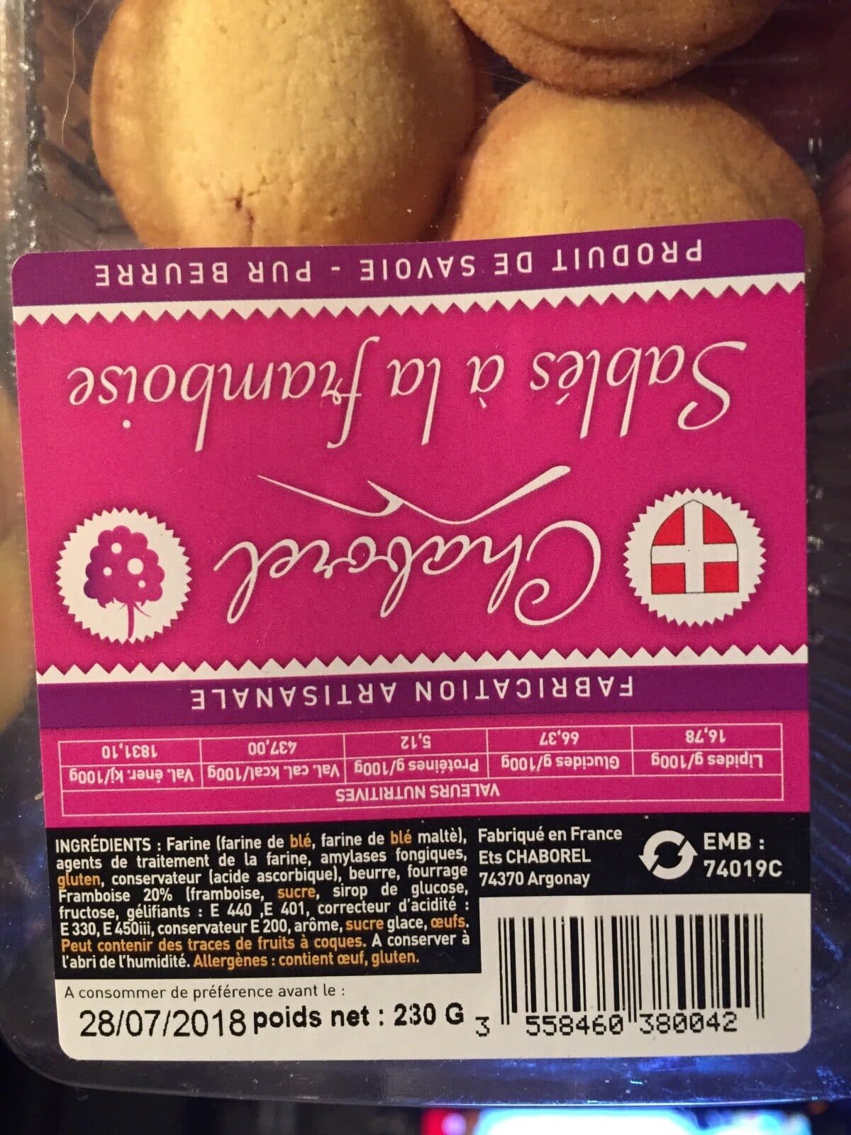 Chaborel Sablés à la framboise packshot
