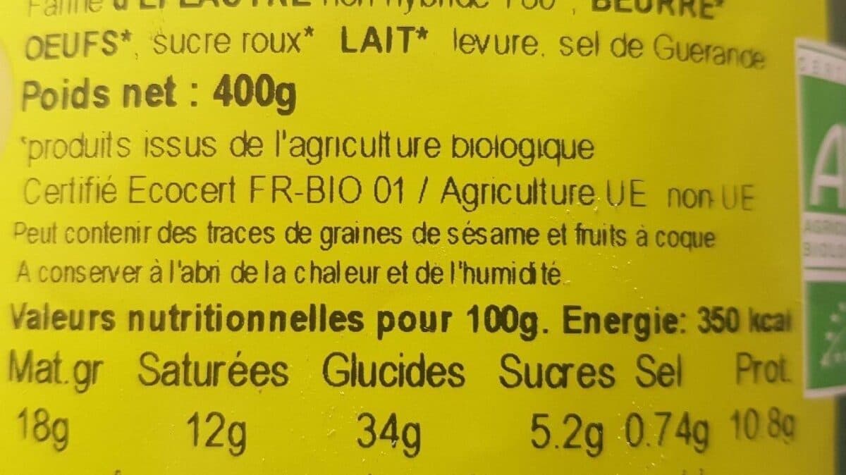 Open Food Facts Brioche au pur grand epautre packshot