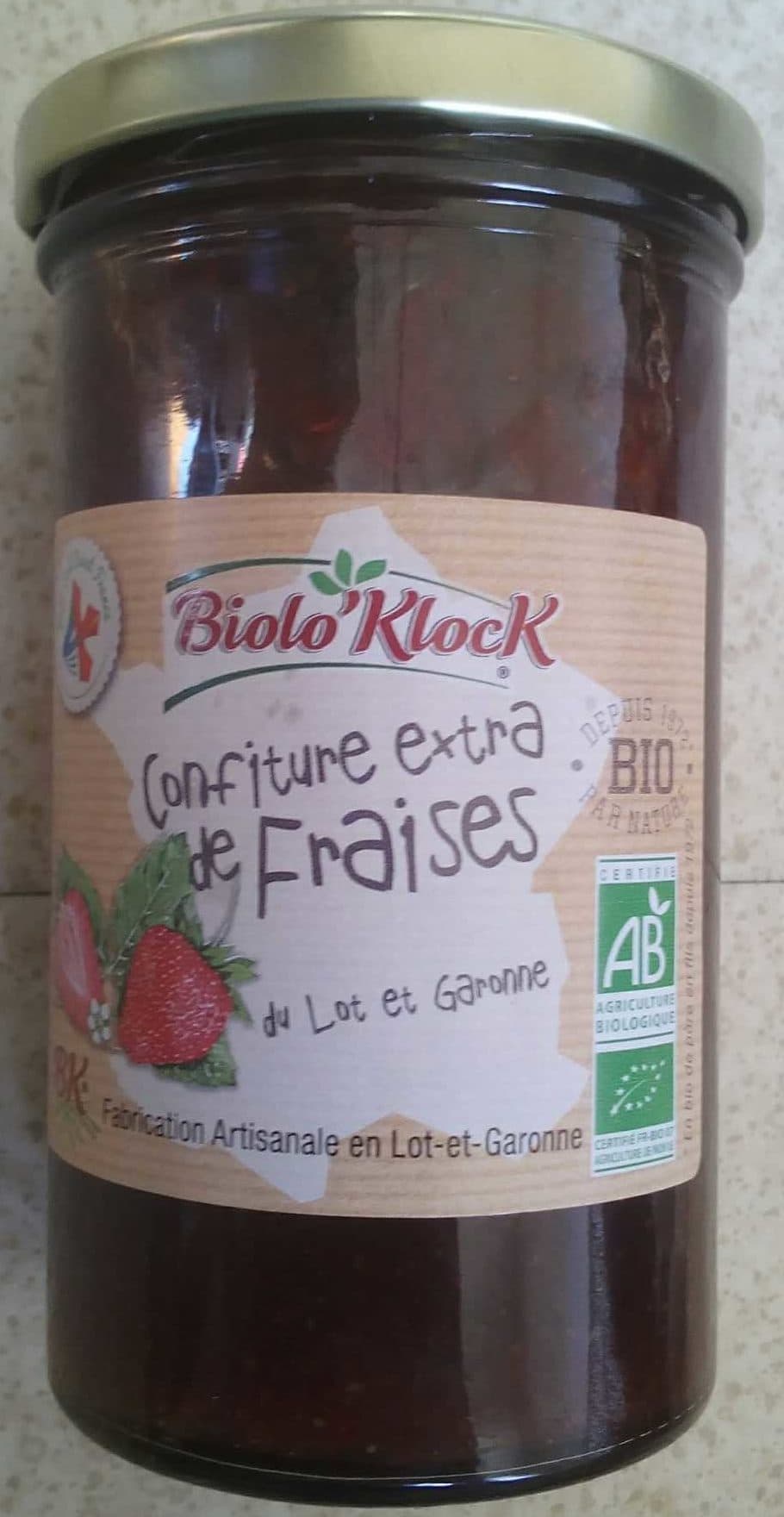 Biolo'Klock Confiture extra de Fraises bio packshot
