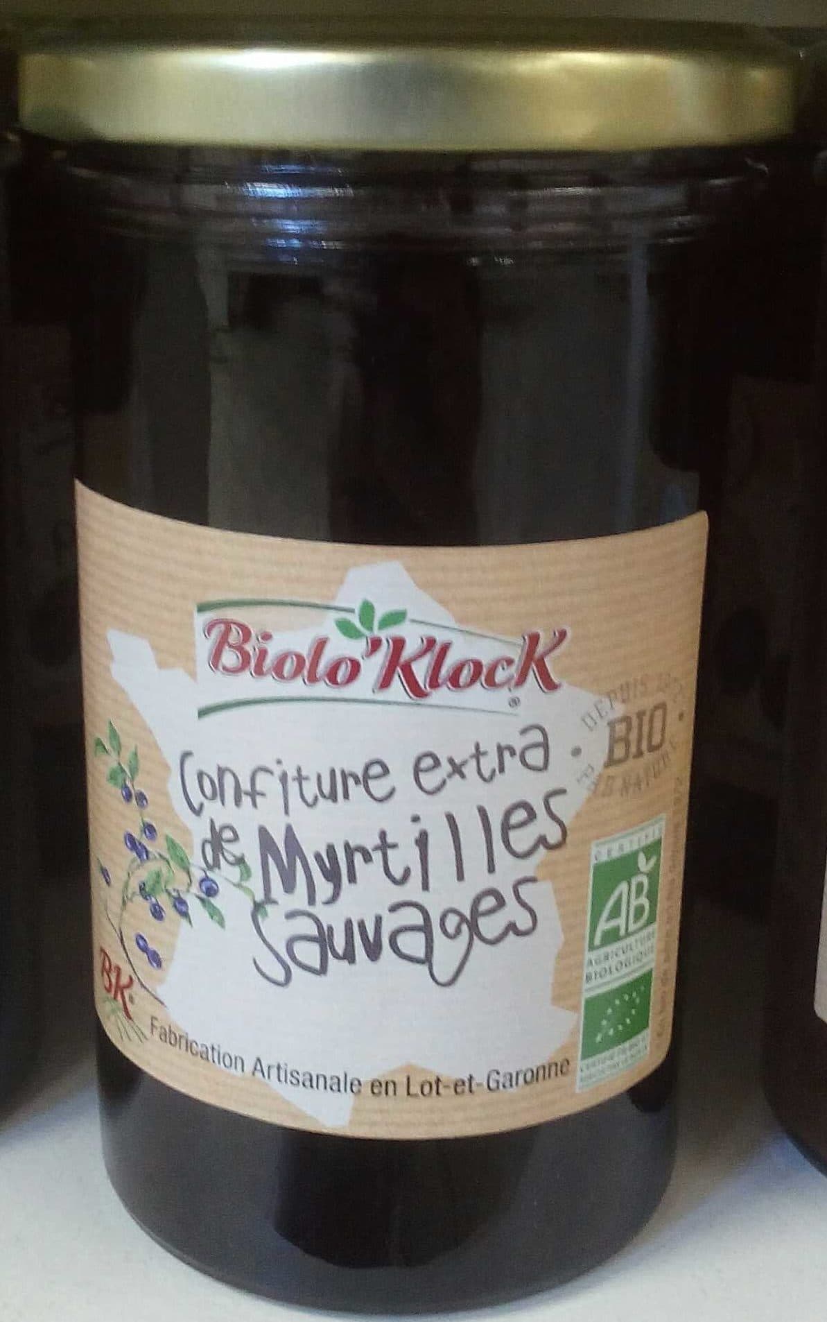 Biolo'Klock Confiture extra de Myrtilles Sauvages packshot