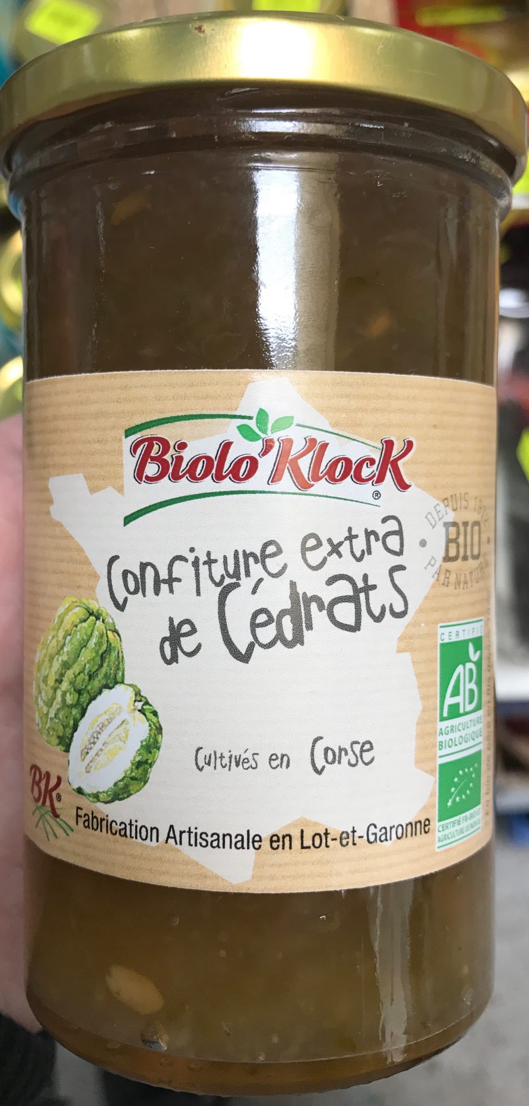 Biolo'Klock Confiture extra de Cédrats packshot