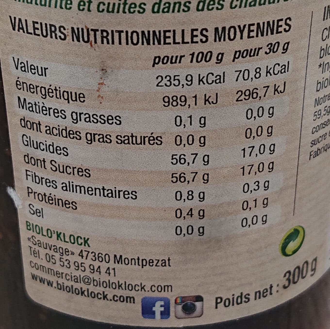 Biolo'Klock Confiture Clémentine packshot