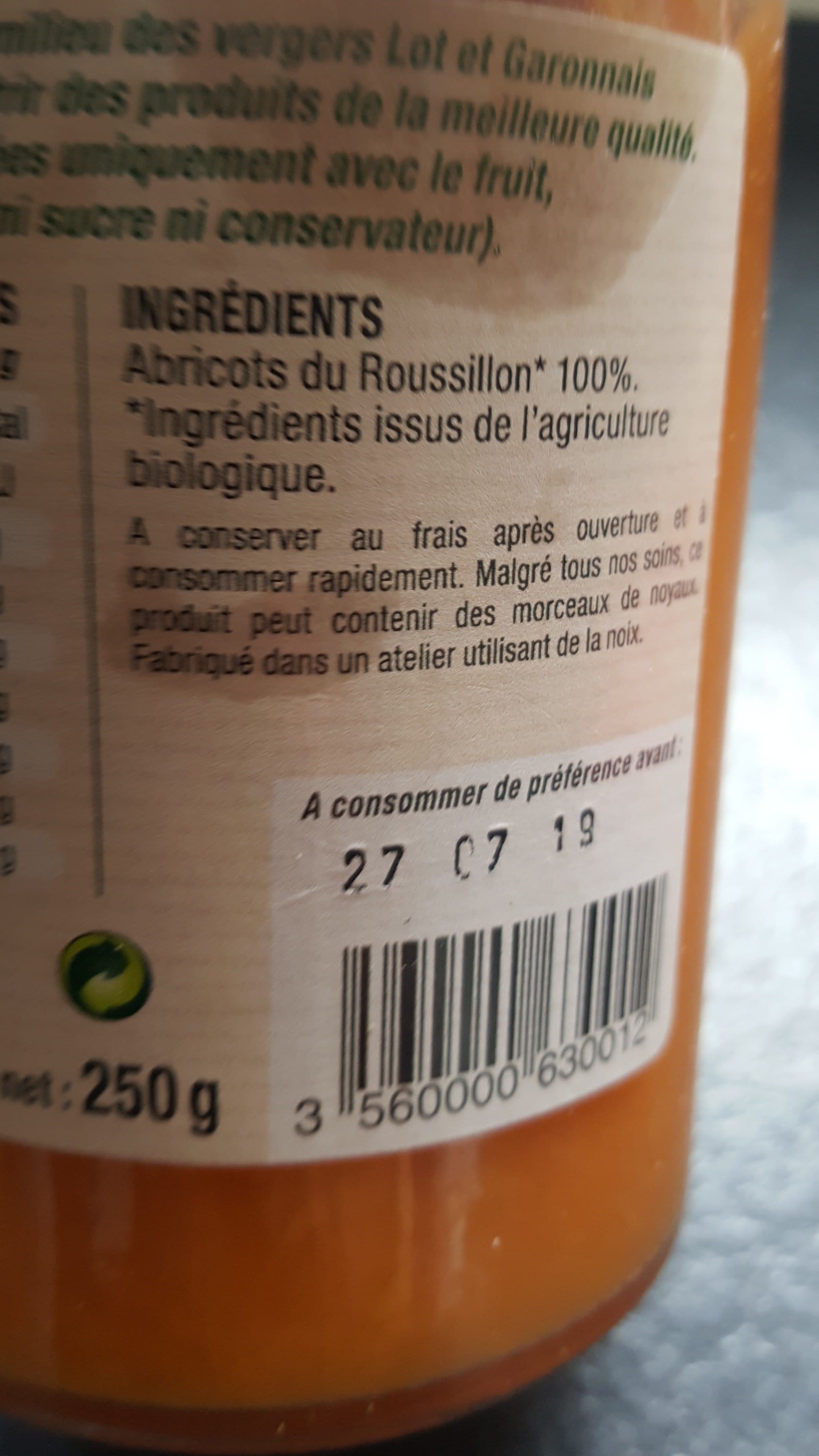 Biolo'Klock Puree De Abricots 100% Fruits packshot