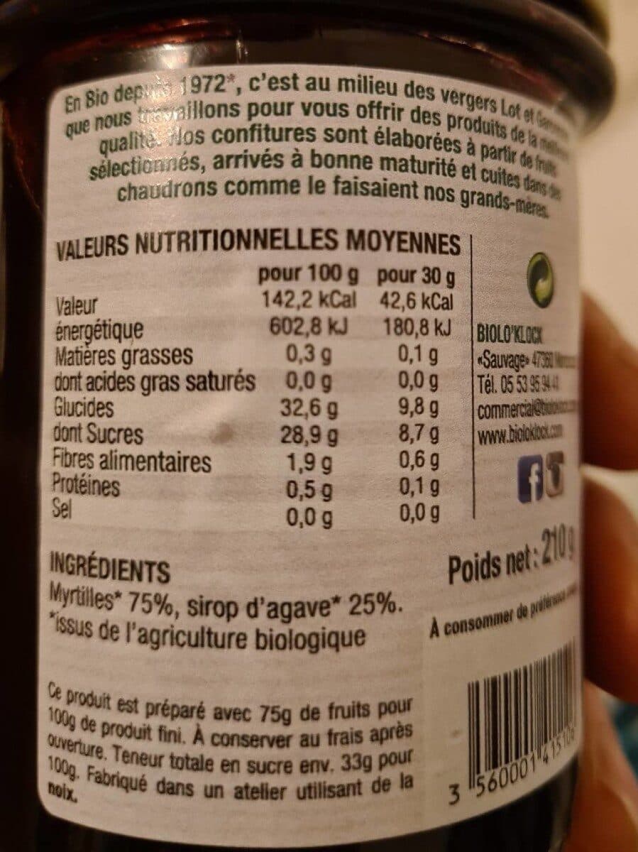 Biolo'Klock 75 % Myrtilles au sirop d'agave packshot
