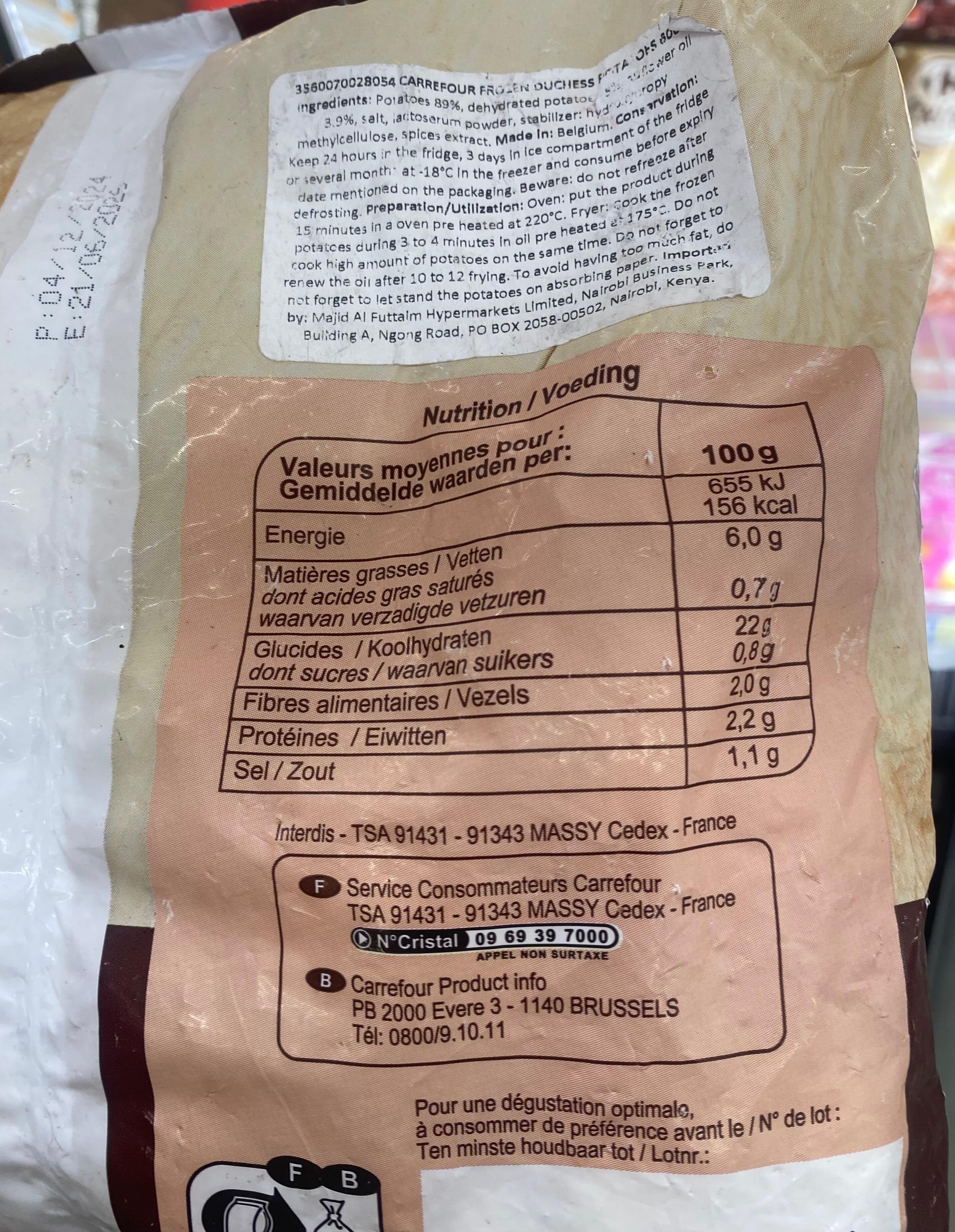 Carrefour Pommes Duchesse packshot