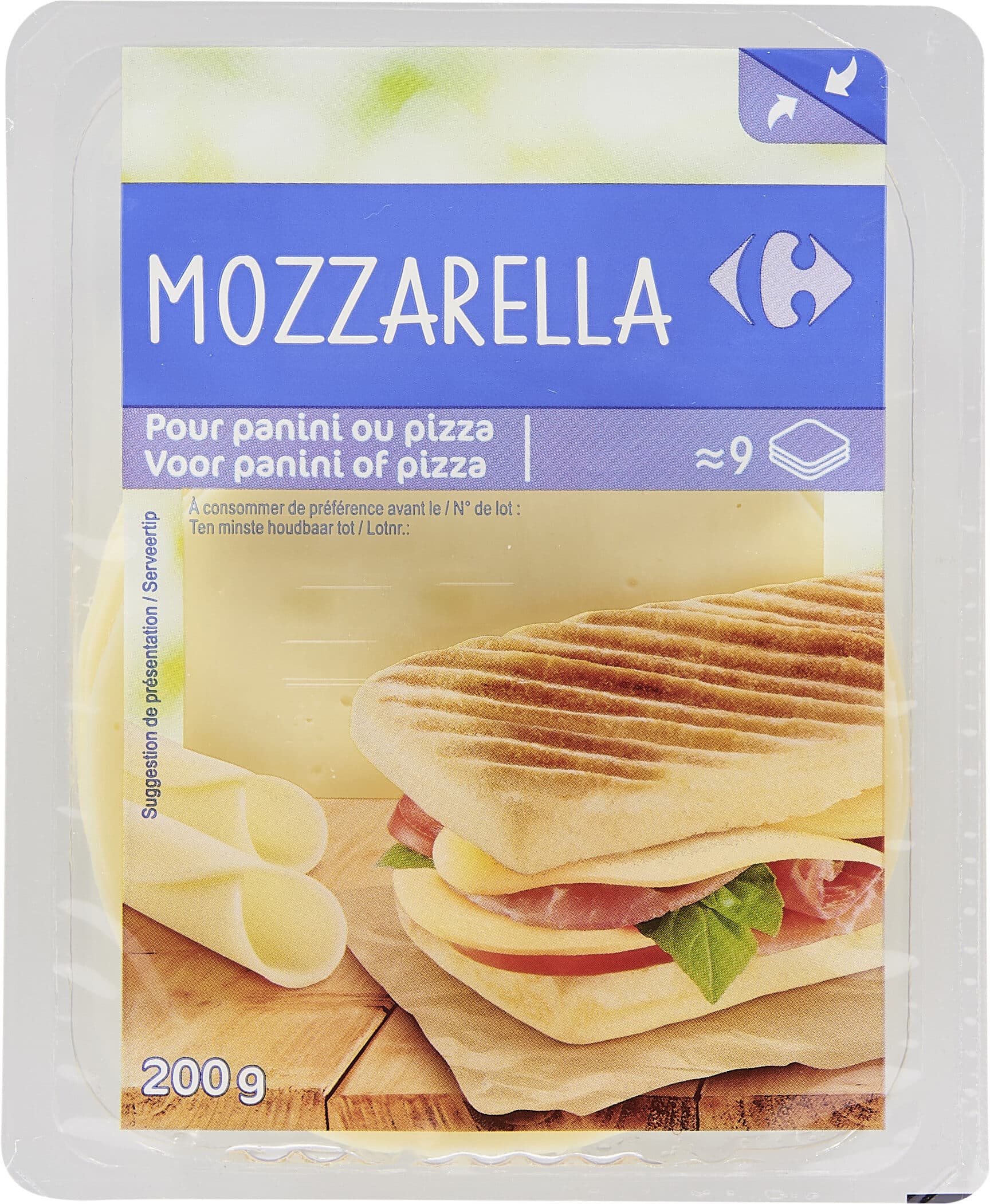 Carrefour Mozzarella tranches packshot