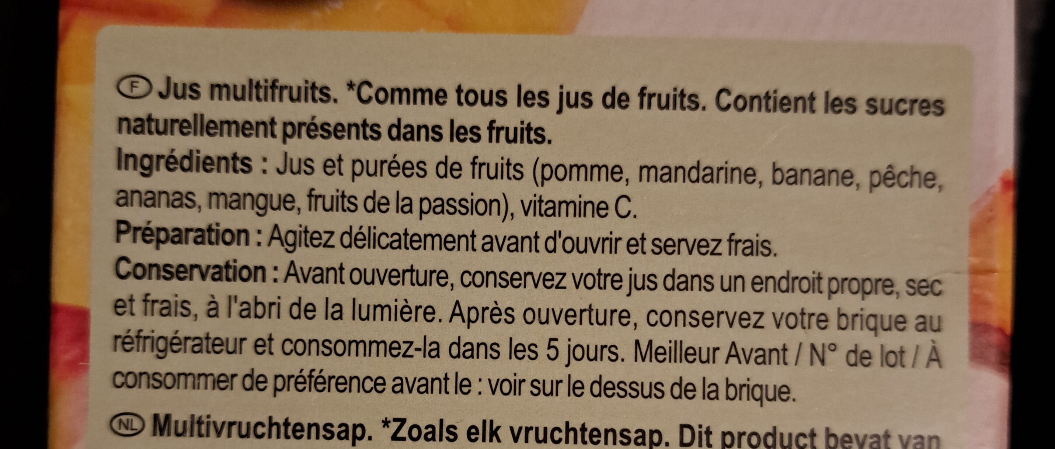 Carrefour extra 100% pur jus multifruits packshot