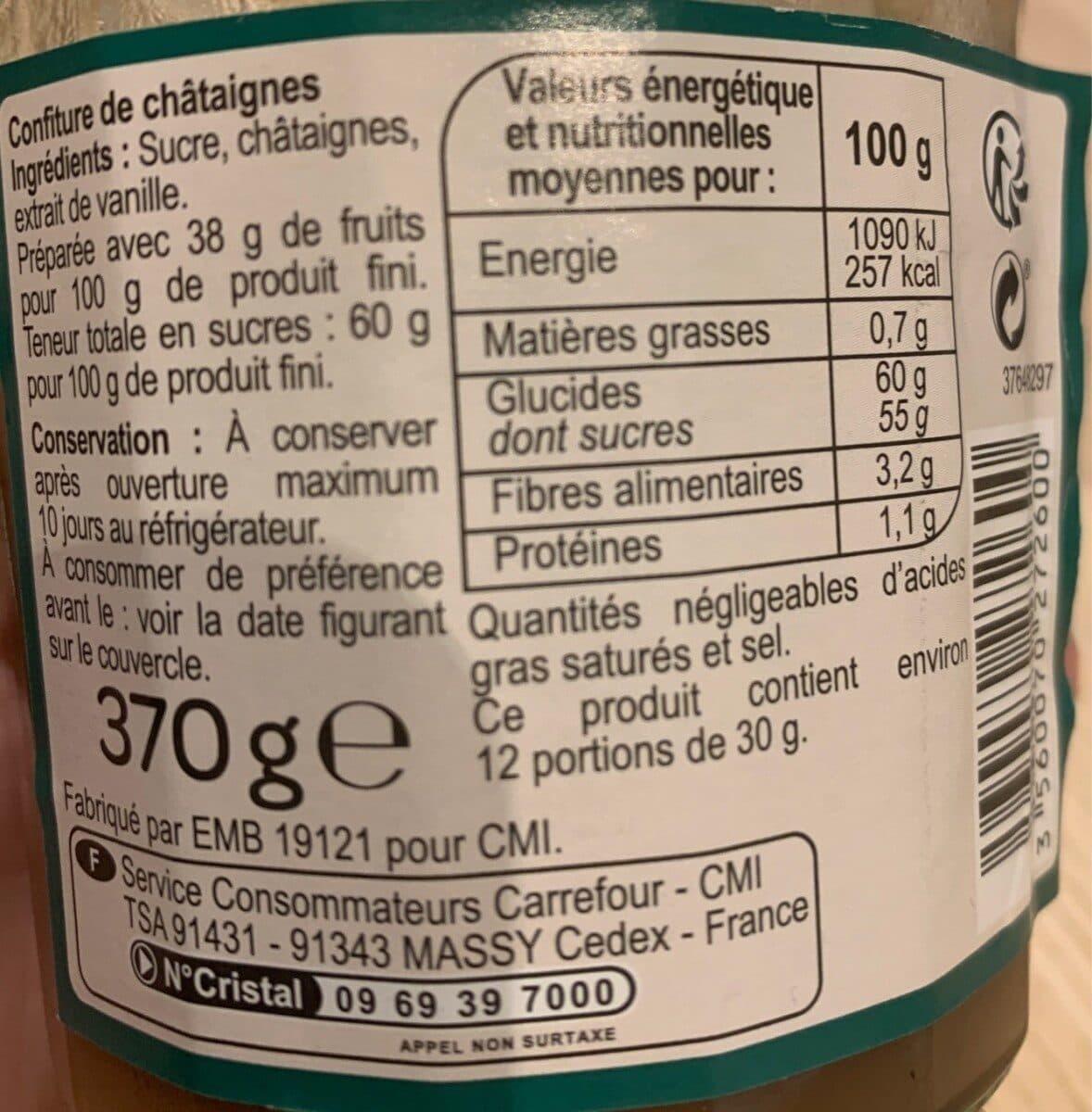 Carrefour Confiture châtaigne packshot