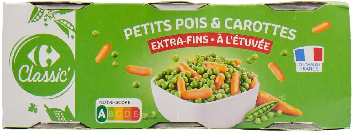 Carrefour Petits pois & carottes Extra-fins À l'étuvée packshot
