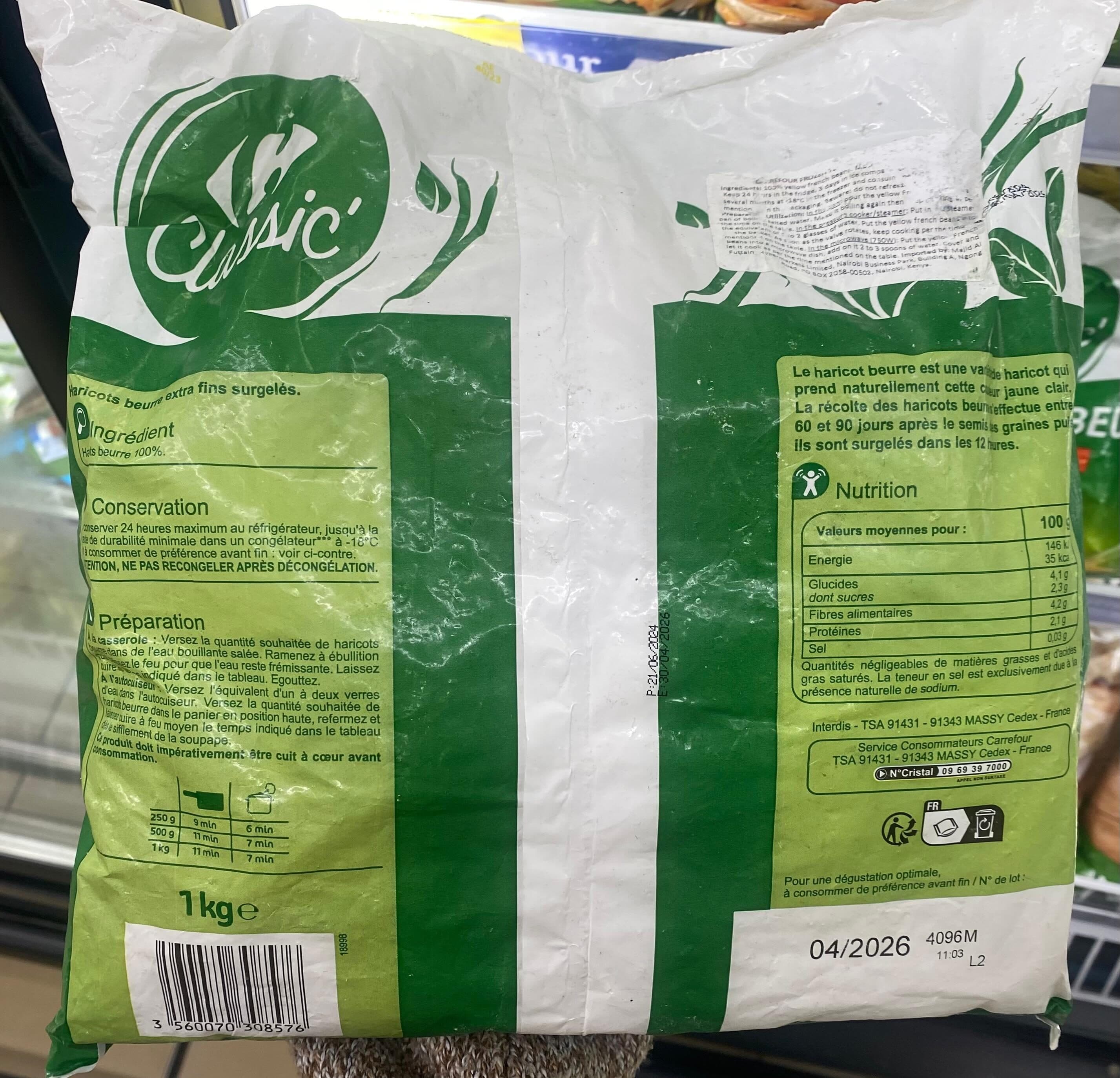 Carrefour Haricots beurre extra-fins packshot