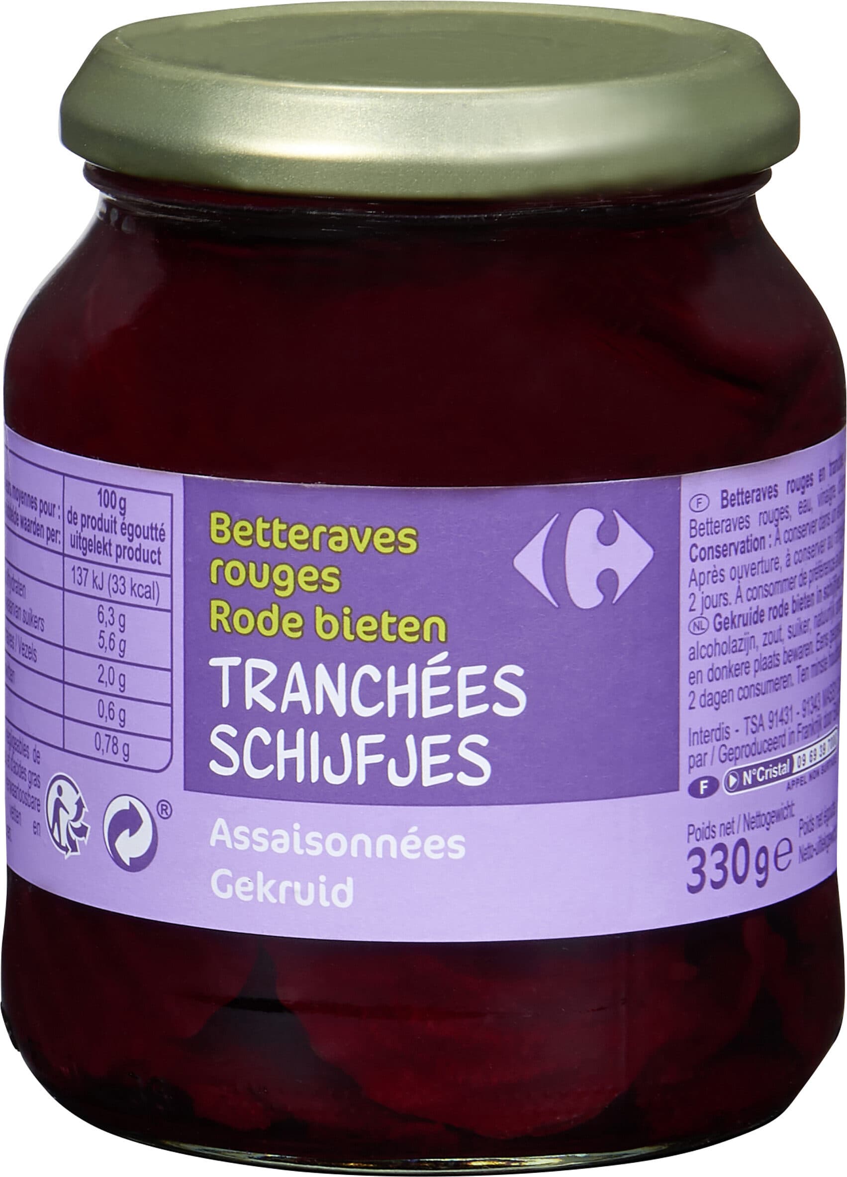 Carrefour Betteraves rouges Tranchées packshot