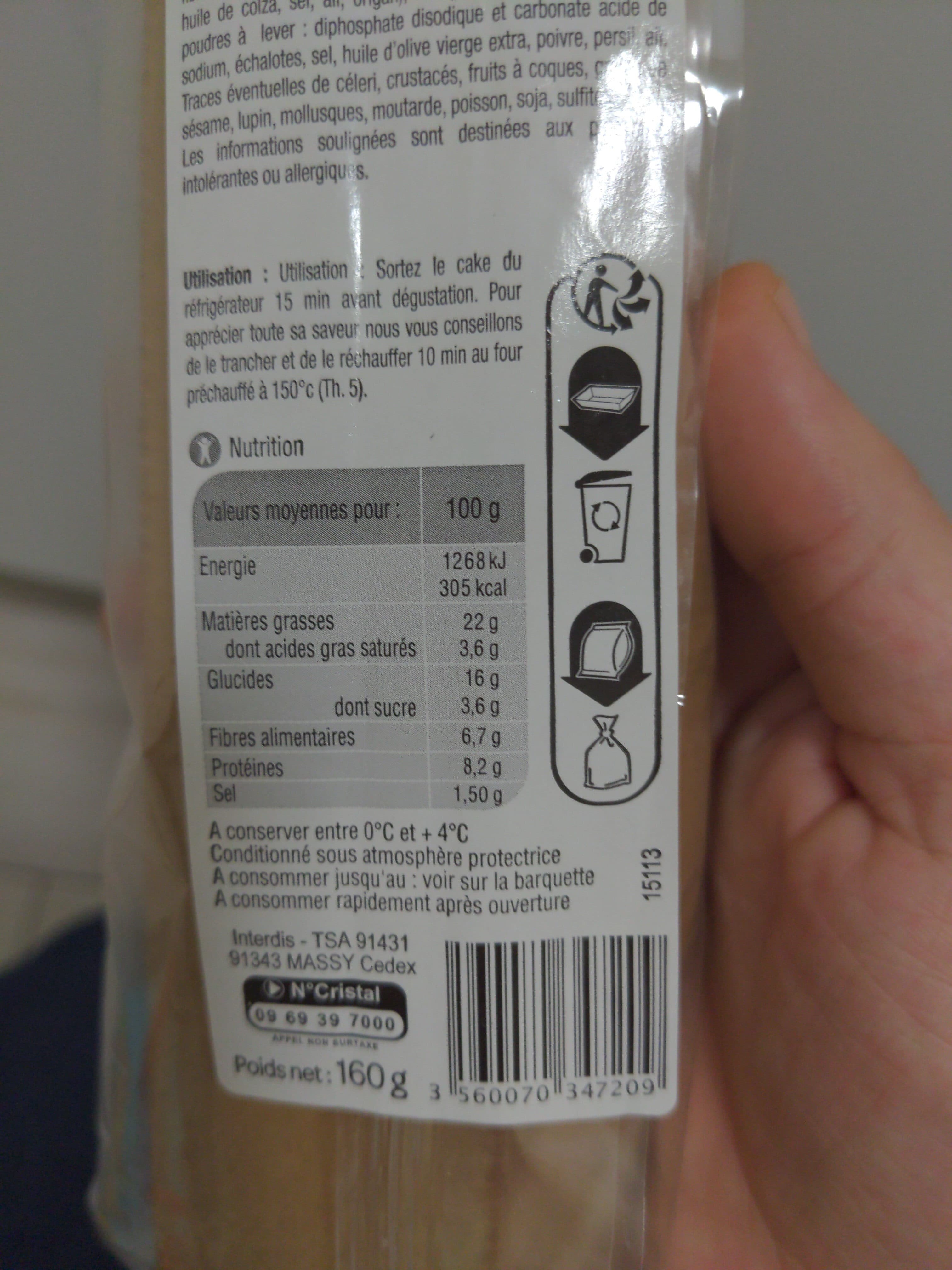 Carrefour Cake apéritif AUX LÉGUMES packshot