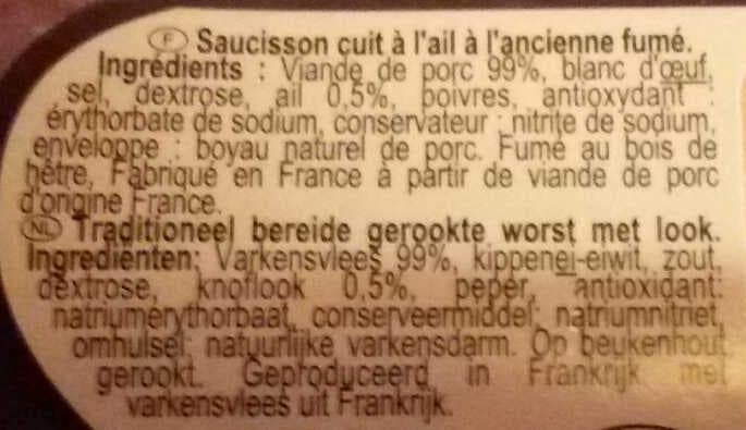 Carrefour Saucisson à l'ail à l'Ancienne Fumé au bois de hêtre packshot