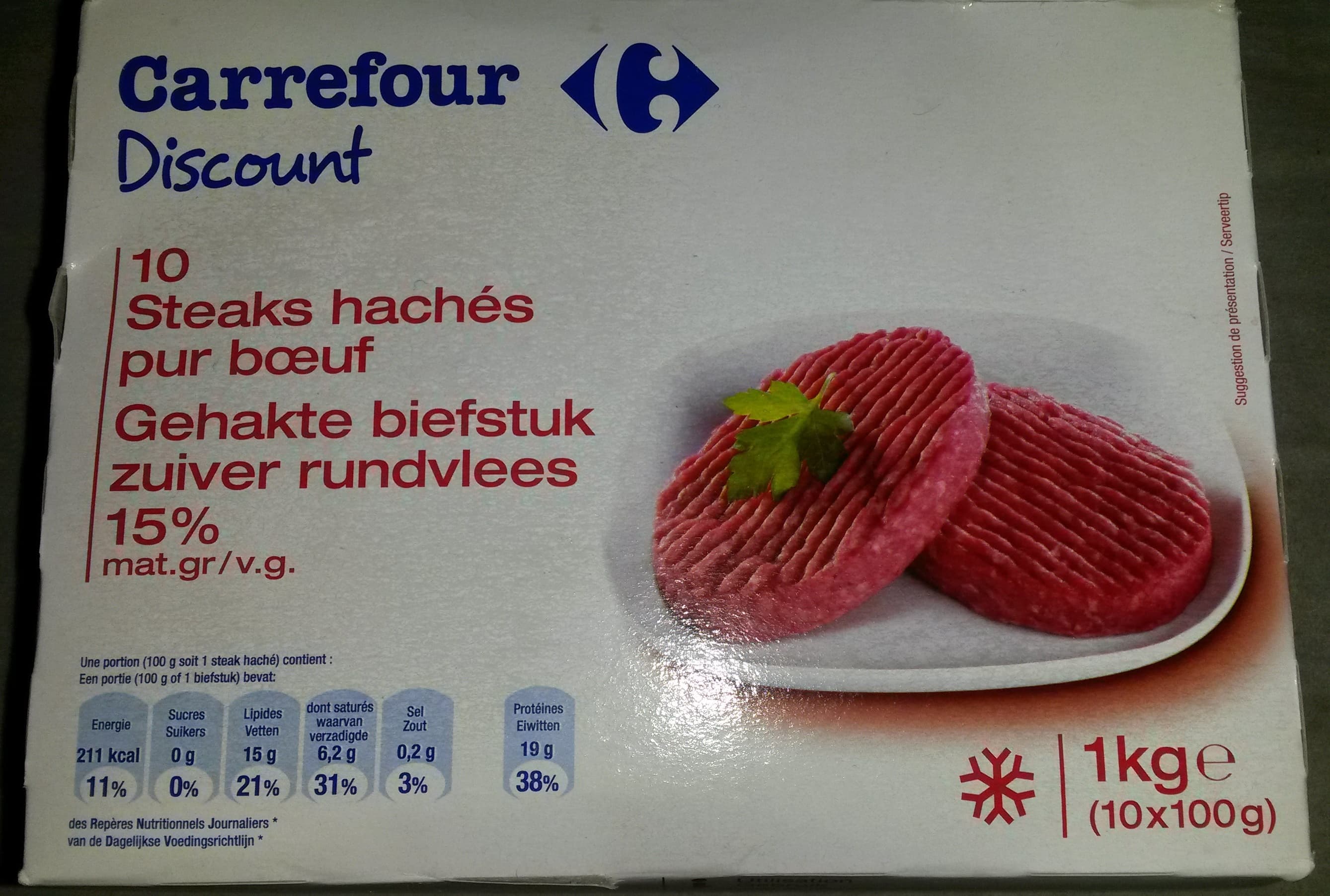 Carrefour Discount Steak hachés pur boeuf 15% MG packshot