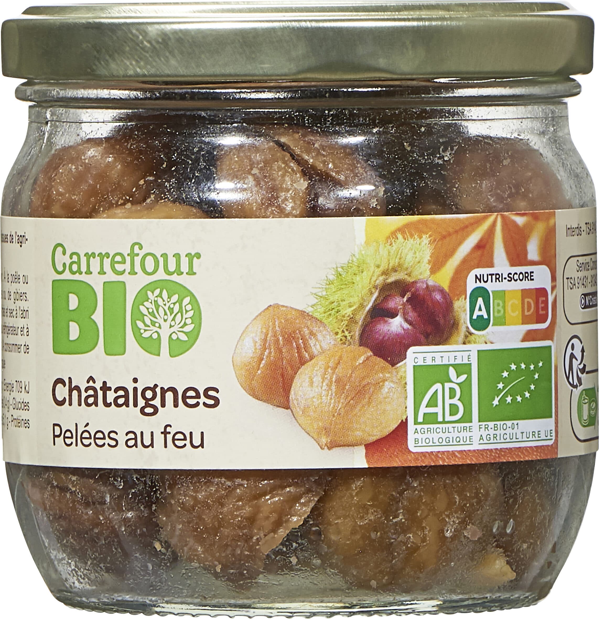 Carrefour Châtaignes Pelées au feu packshot