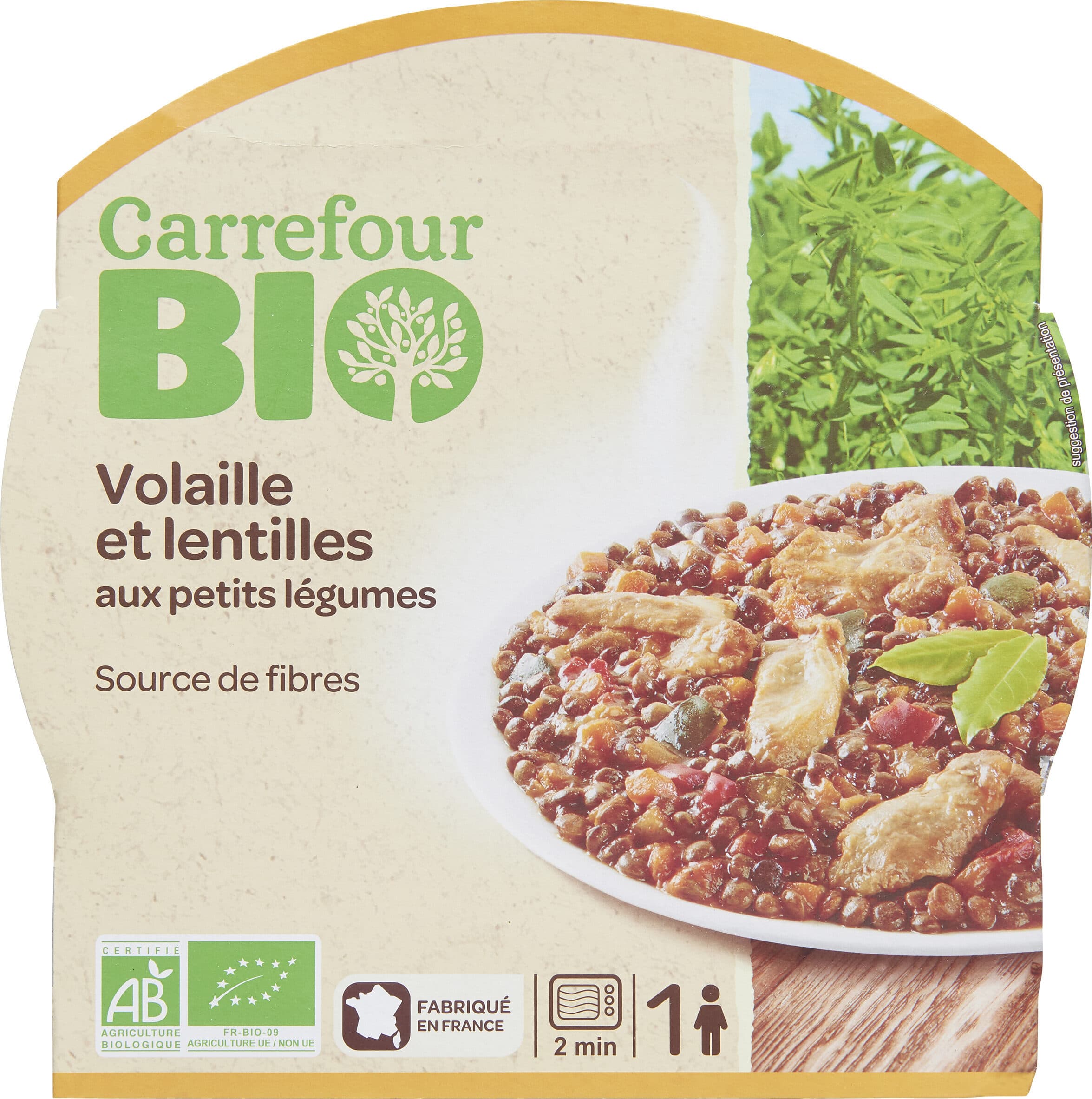 Carrefour BIO Volaille et lentilles aux petits légumes packshot