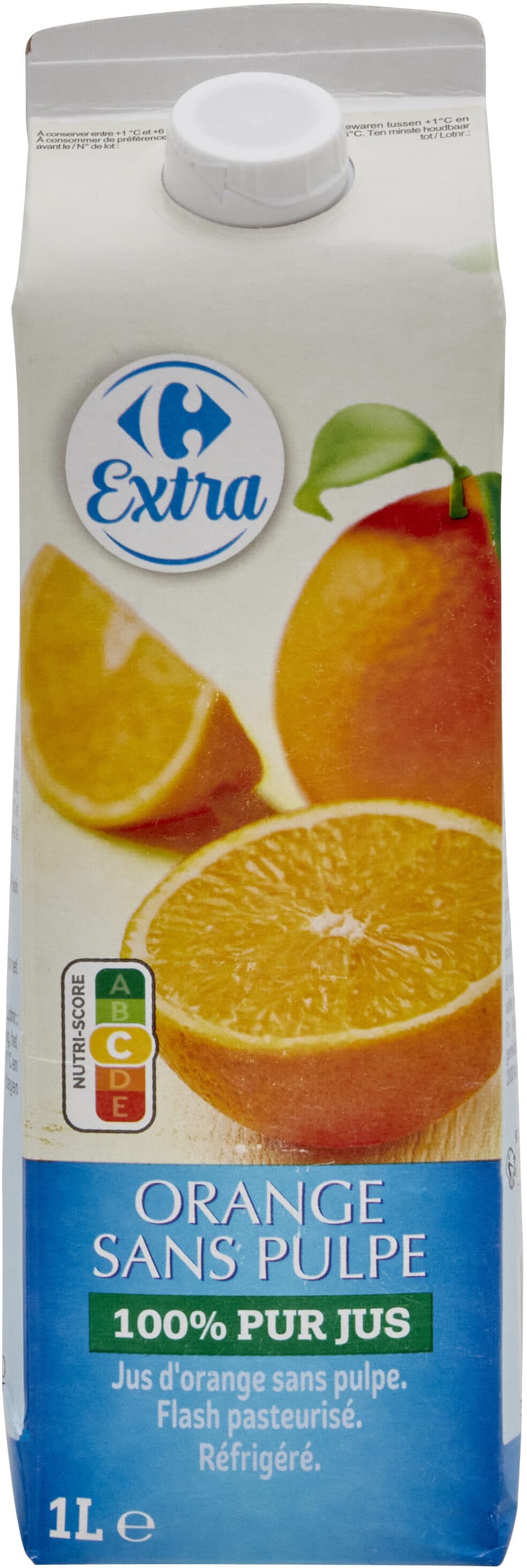 Carrefour ORANGE SANS PULPE 100% Pur Jus packshot
