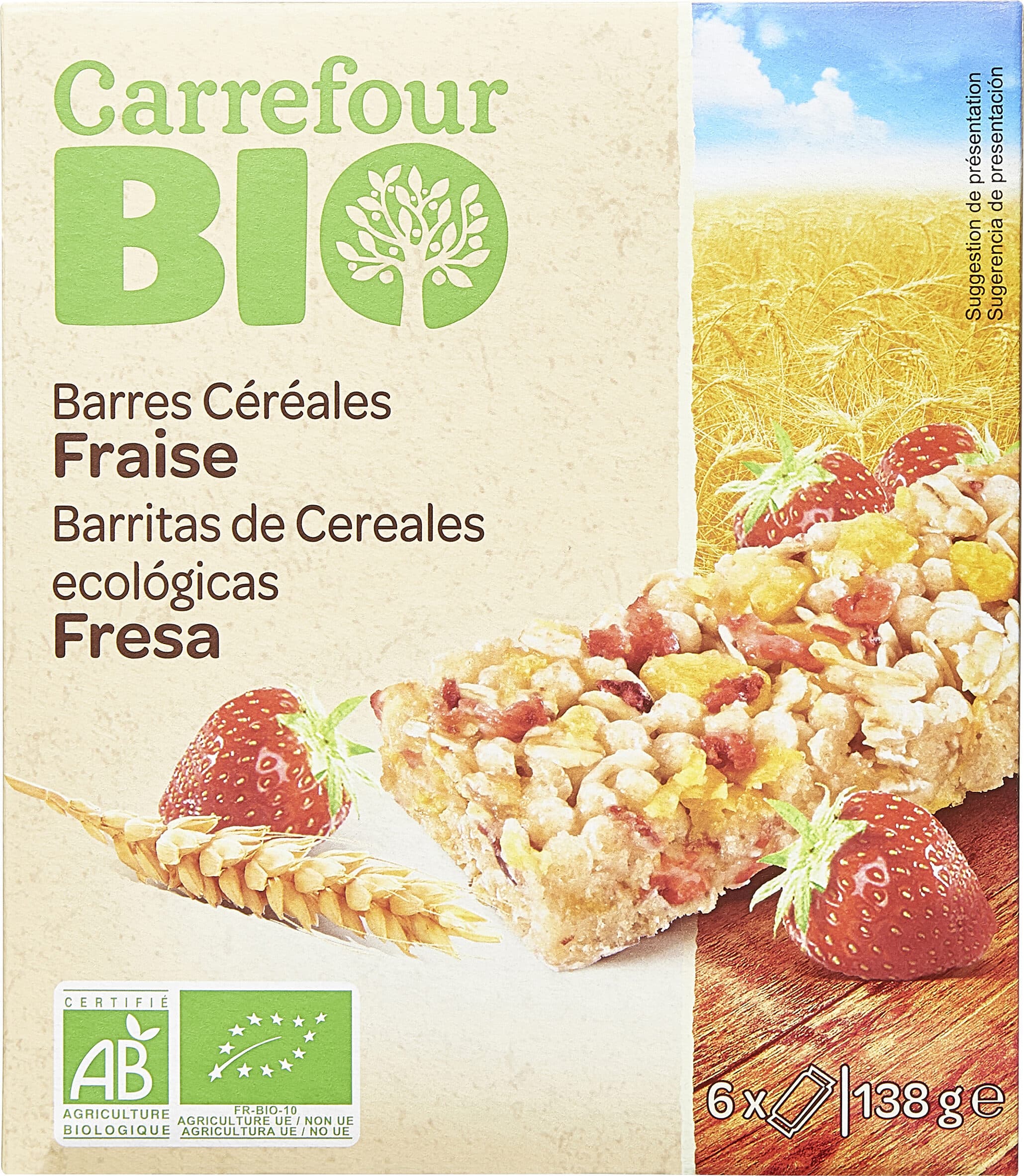 Carrefour BIO Barres céréalières aux fraises lyophilisées BIO packshot
