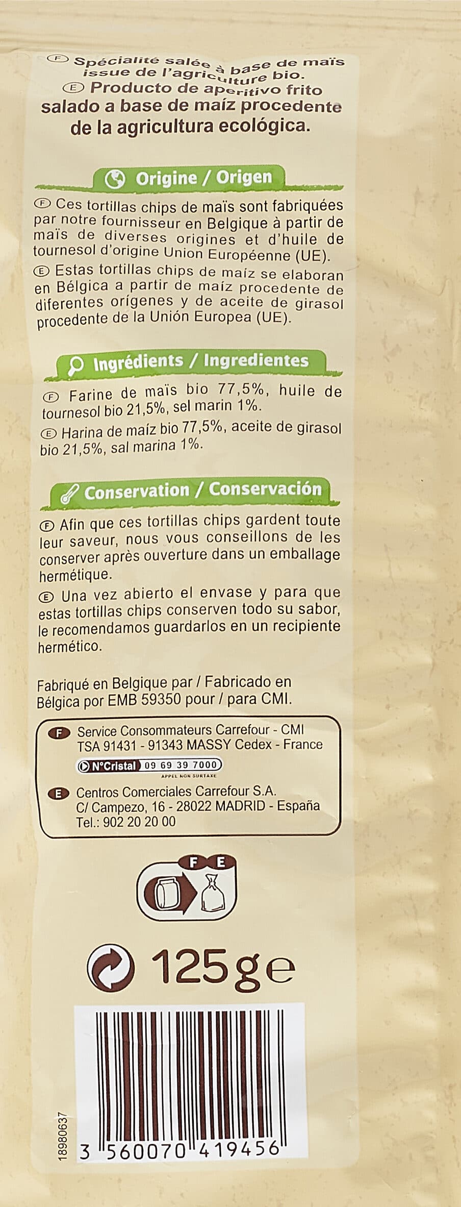 Carrefour BIO Tortilla chips classic packshot
