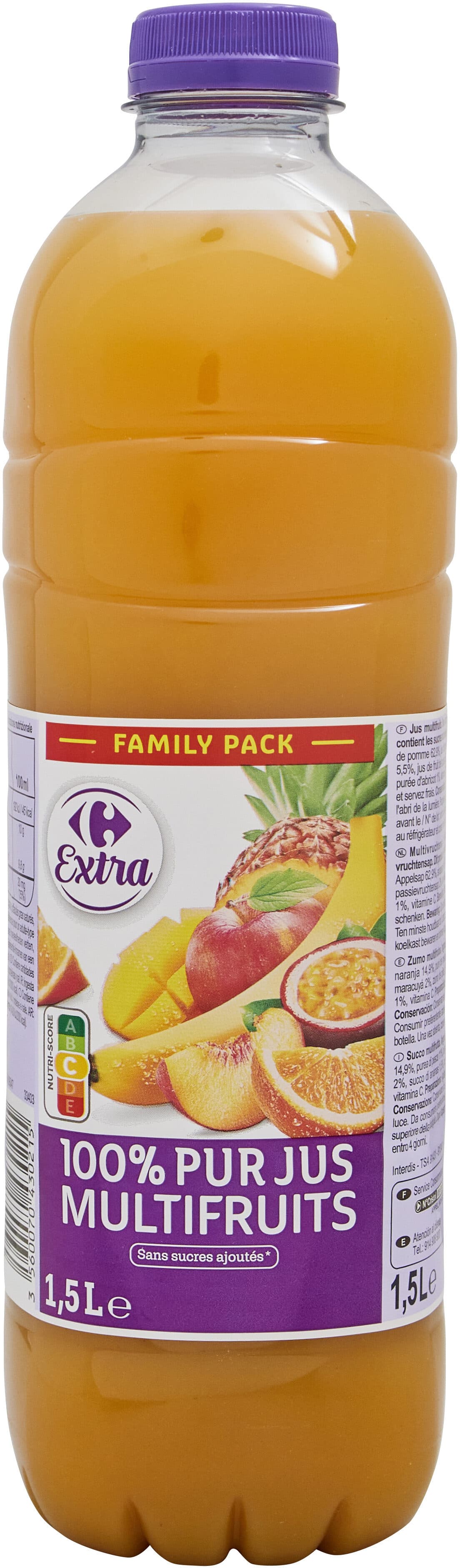 Carrefour 100% pur jus multifruits packshot