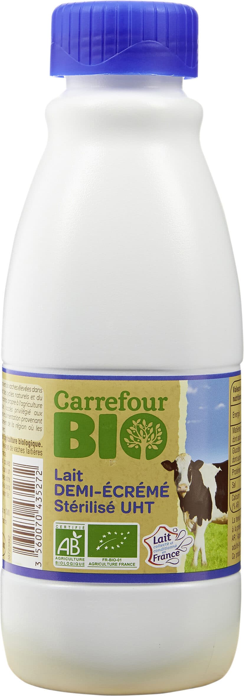 Carrefour BIO Lait DEMI-ECREME Stérilisé UHT packshot