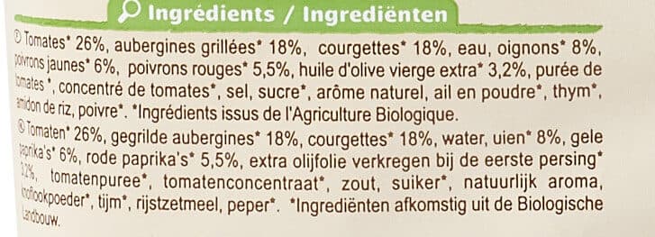 Carrefour BIO Ratatouille cuisinée à l'huile d'olive vierge extra 3,2% Bio packshot