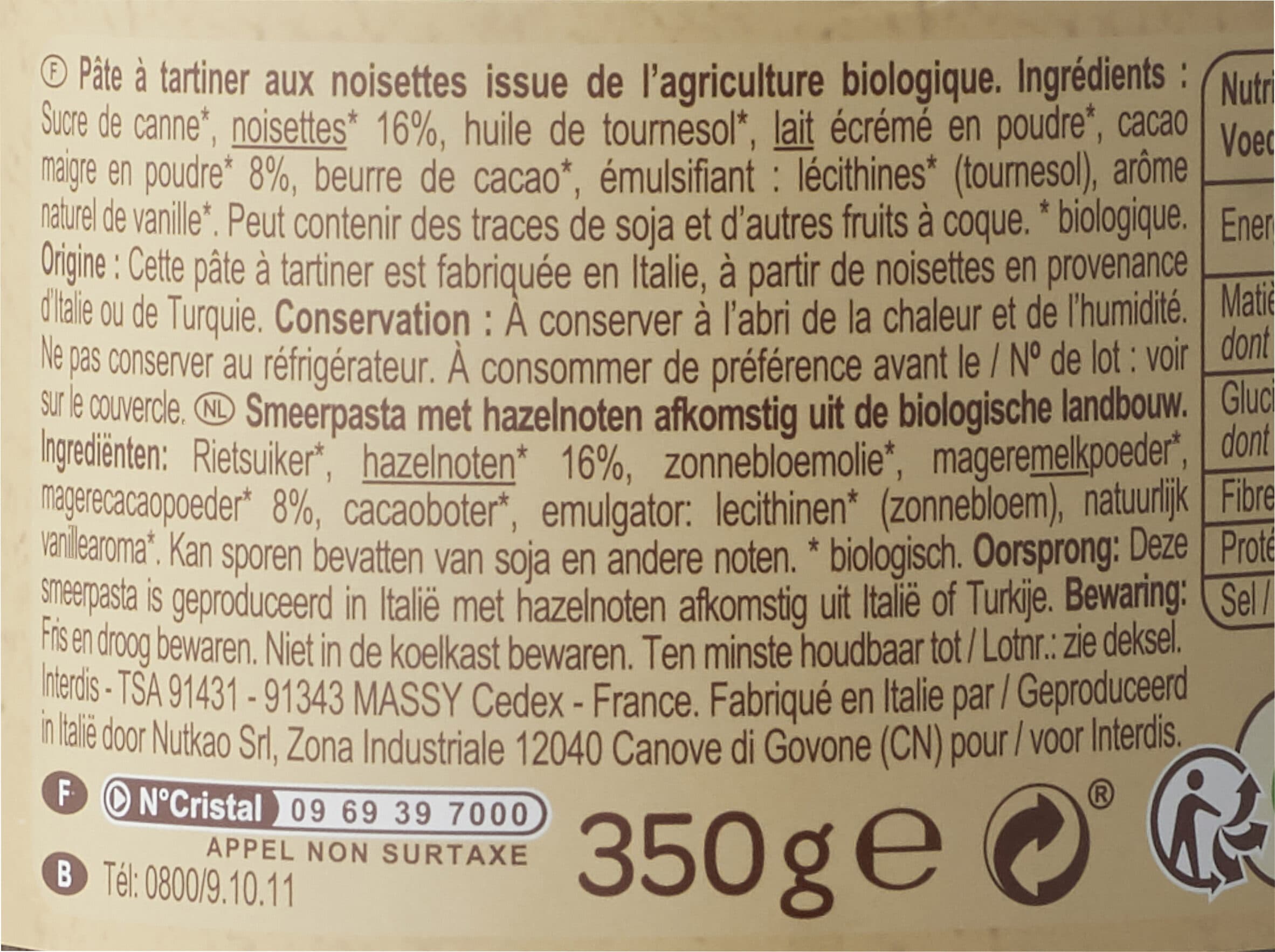 Carrefour BIO Pâte à tartiner packshot