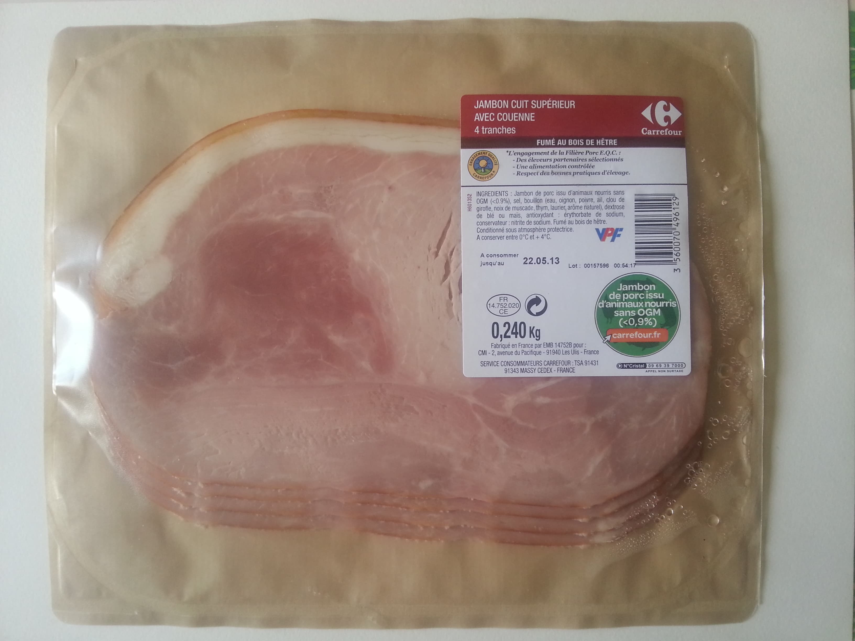 Carrefour JAMBON CUIT SUPÉRIEUR AVEC DE COUENNE packshot