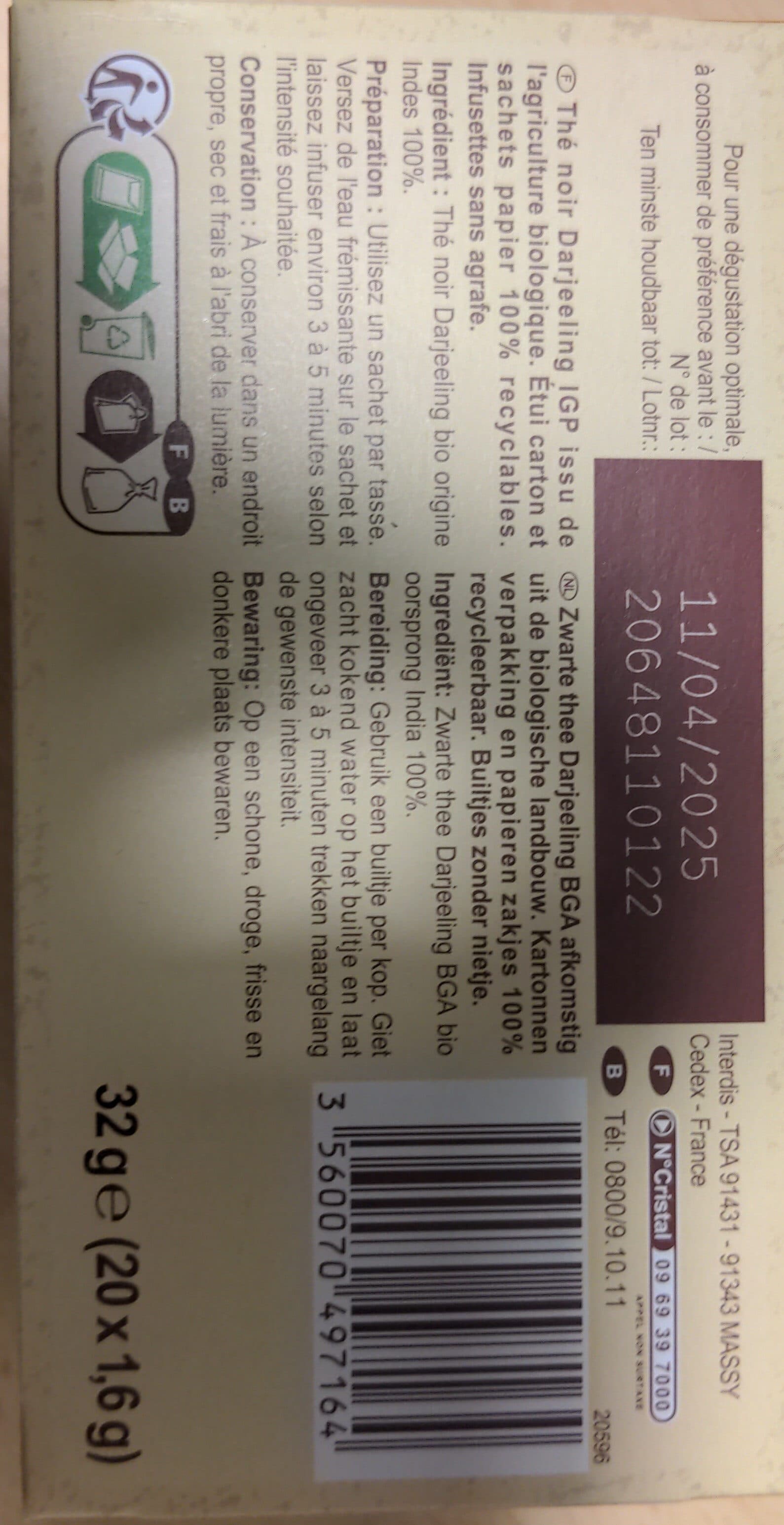 Carrefour BIO Thé noir Darjeeling packshot