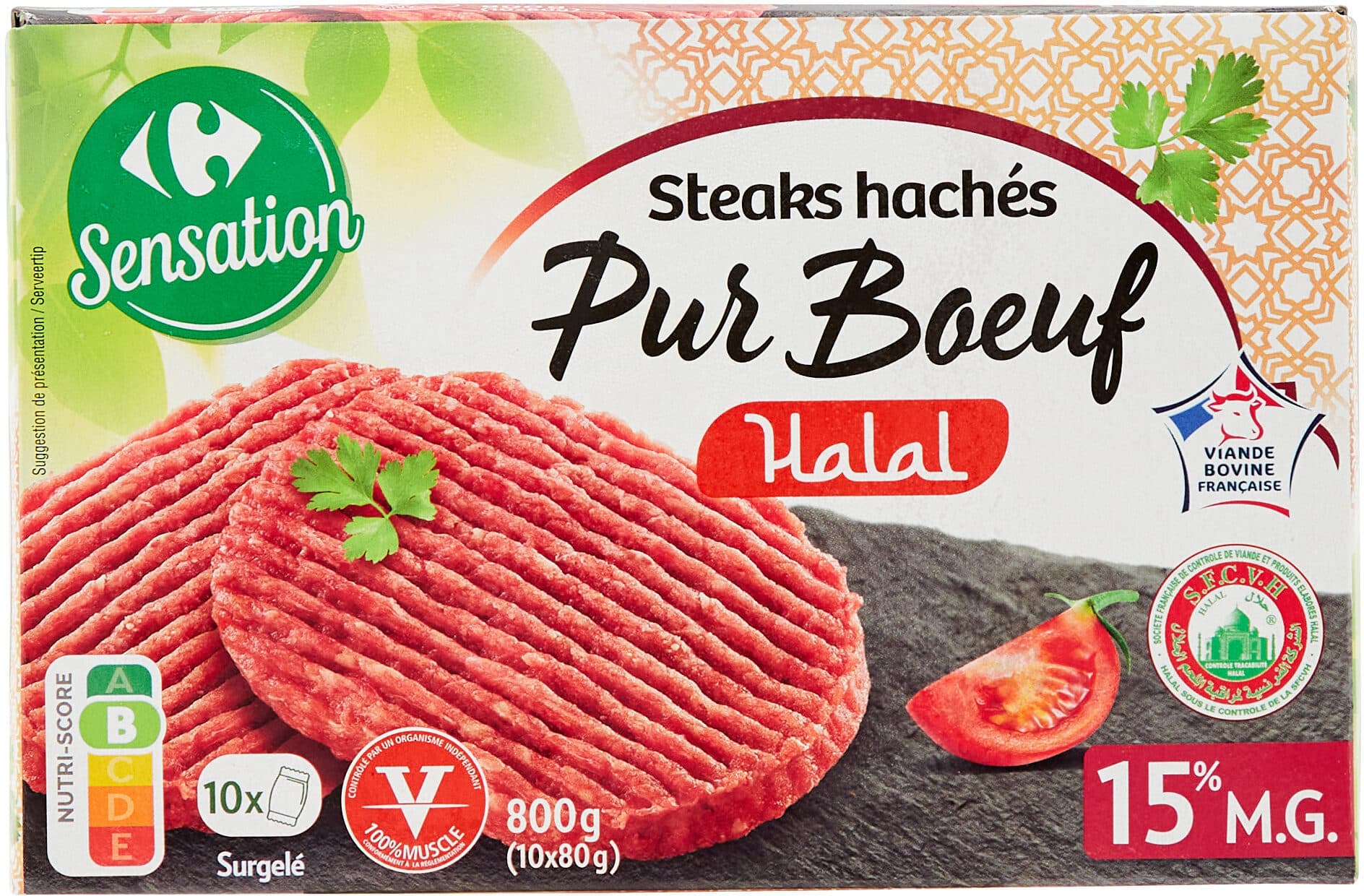 Carrefour Steaks hachés Pur Bœuf Halal packshot
