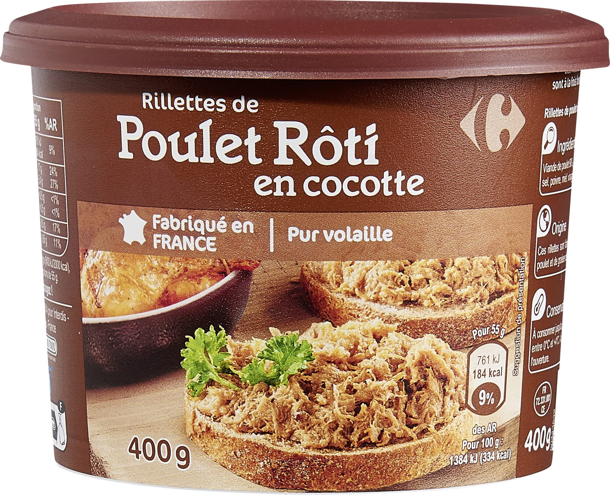 Carrefour Rillettes de Poulet Rôti En cocotte packshot