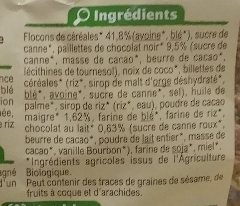 Carrefour BIO Muesli croustillant chocolat packshot