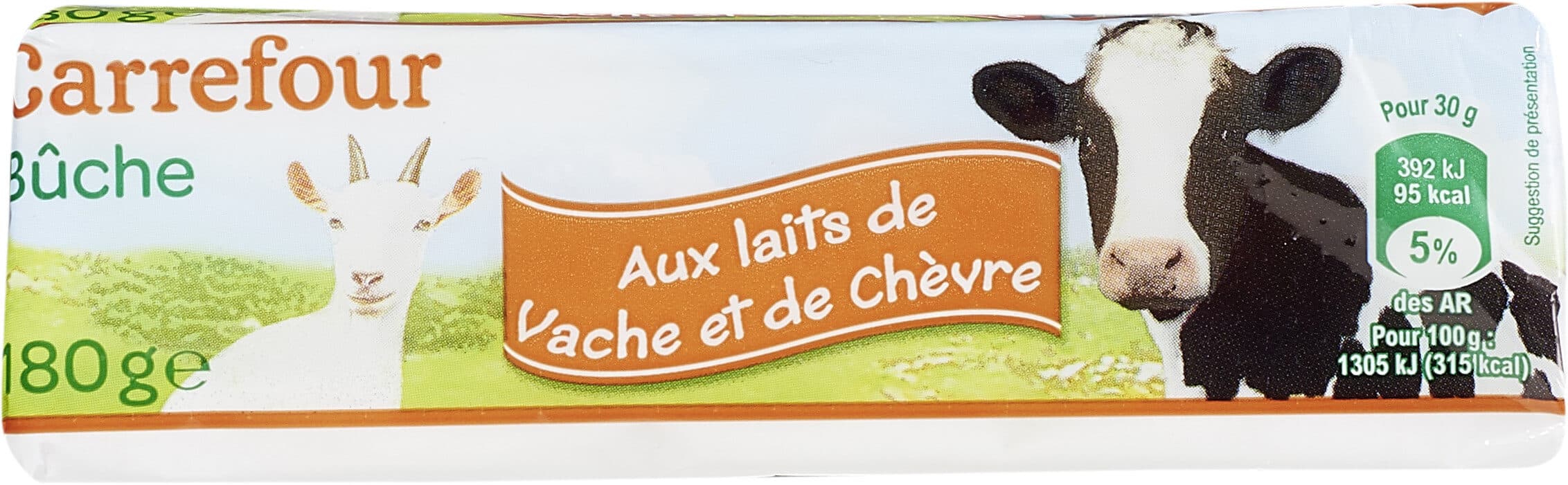 Carrefour Bûche aux laits de vache et de chèvre packshot