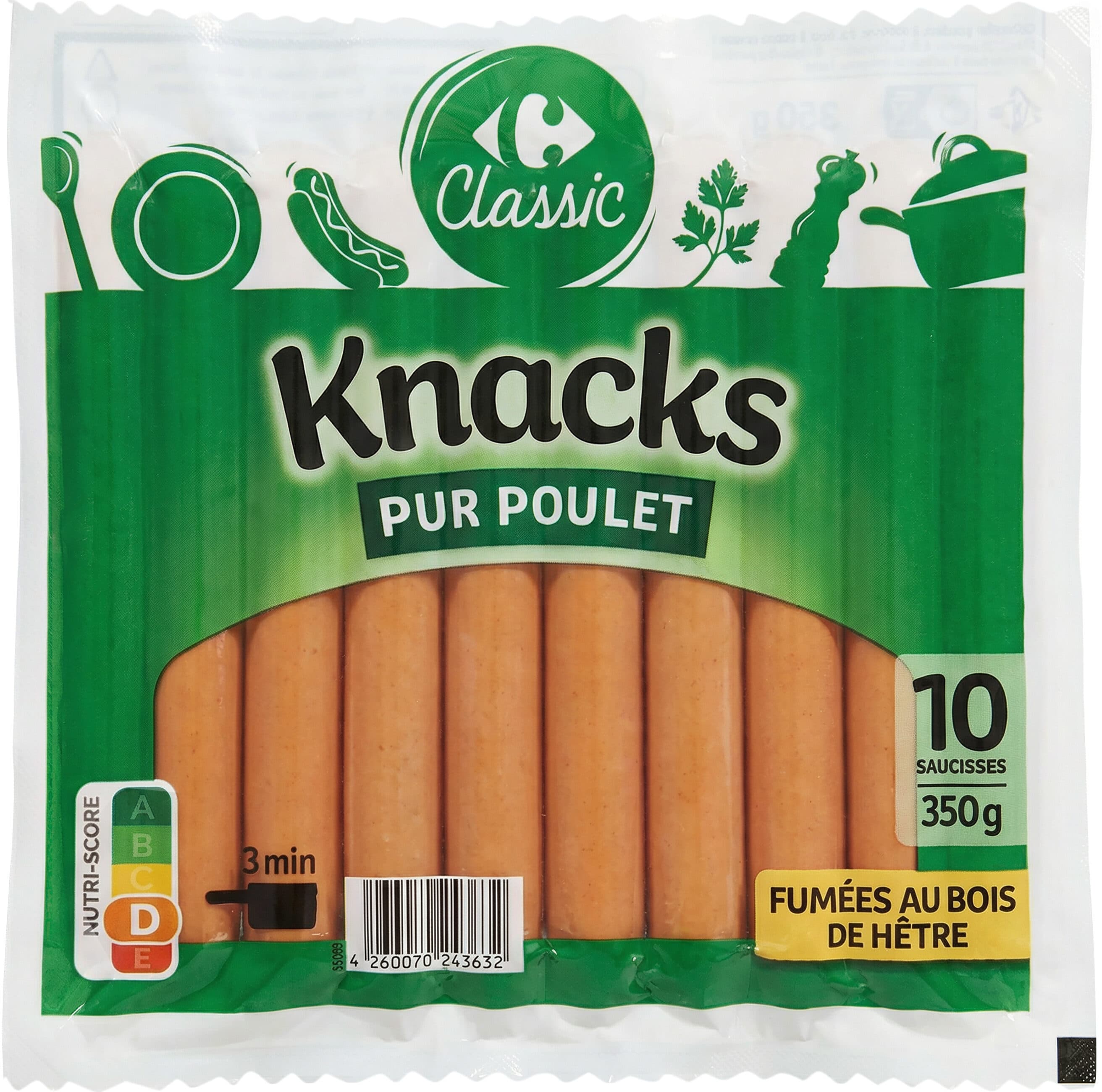 Carrefour Knacks pure poulet packshot