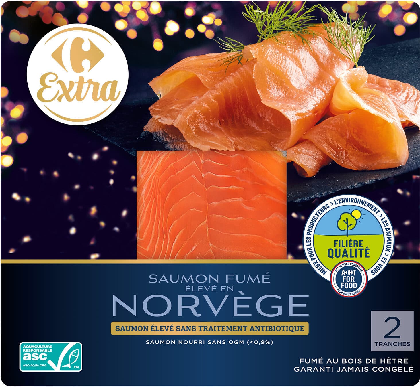Carrefour Saumon fumé élevé en norvège packshot