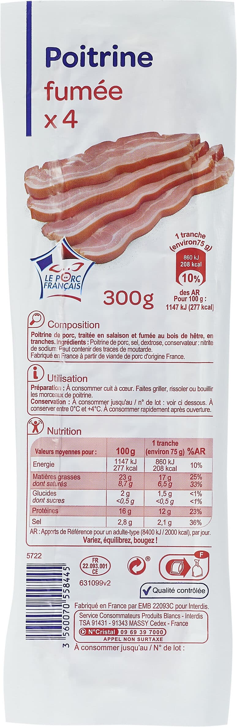 Carrefour Poitrine fumée packshot