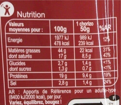 Carrefour CHORIZOS FORT à griller packshot