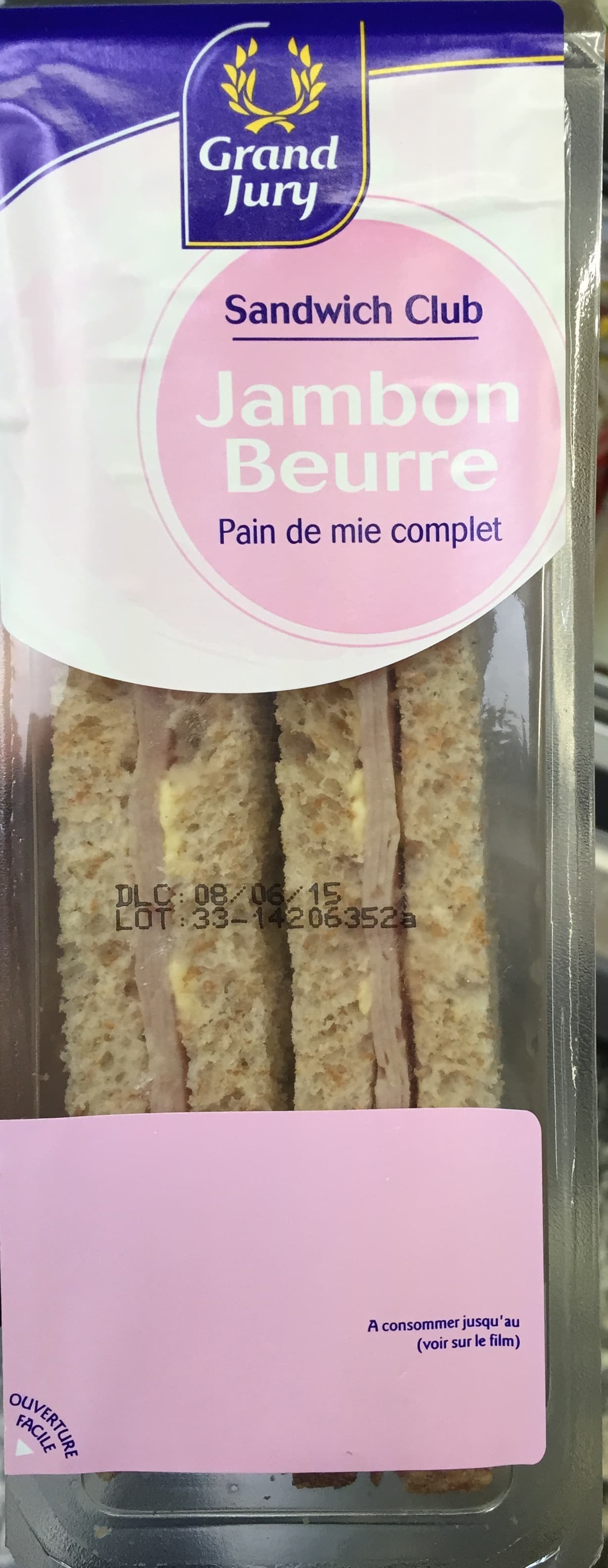 Grand Jury Sandwich Club Jambon Beurre Pain de mie complet packshot